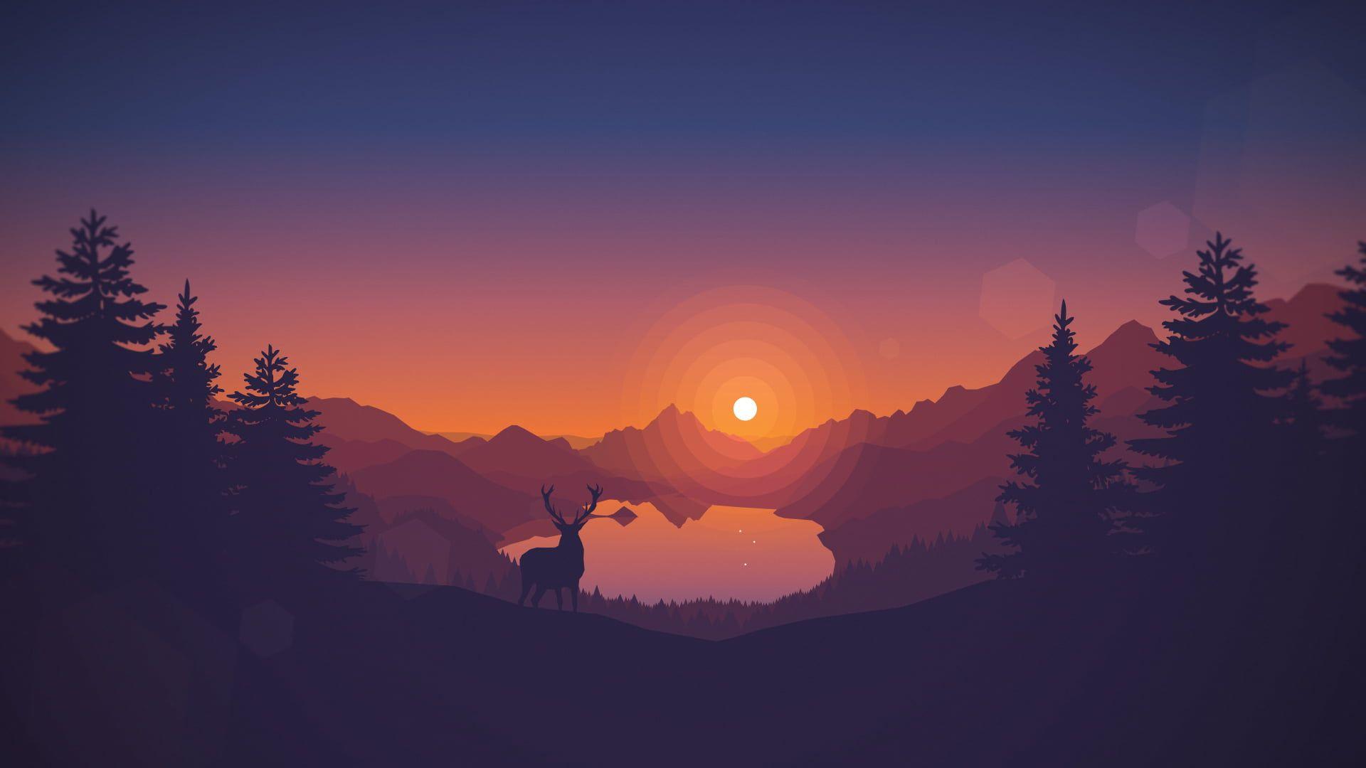 1920x1080 Vector wallpaper deer and trees • Wallpaper For You HD Wallpaper For Desktop & Mobile