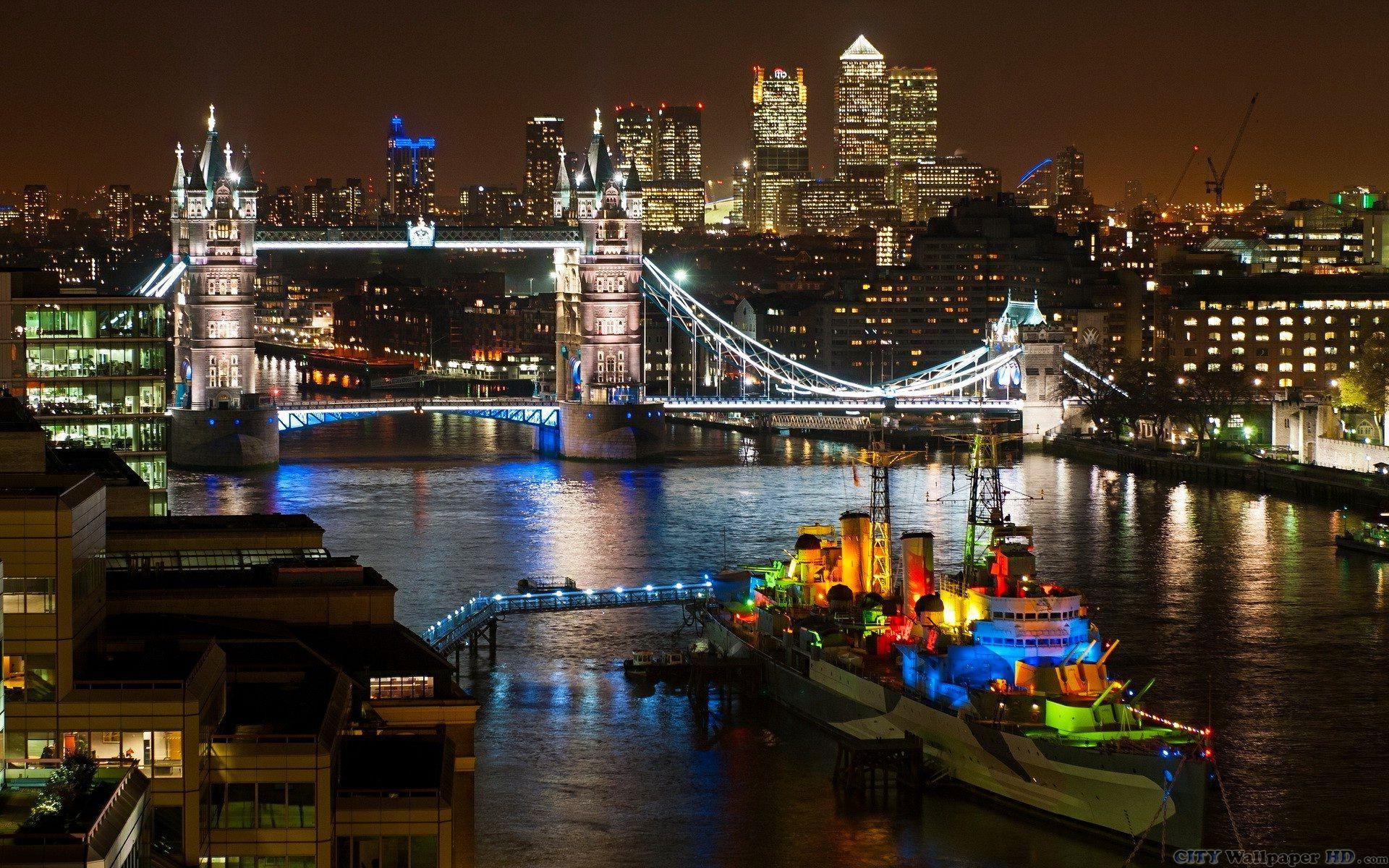 1920x1200 Wallpaper London charming views of the beautiful Tower Bridge at night
