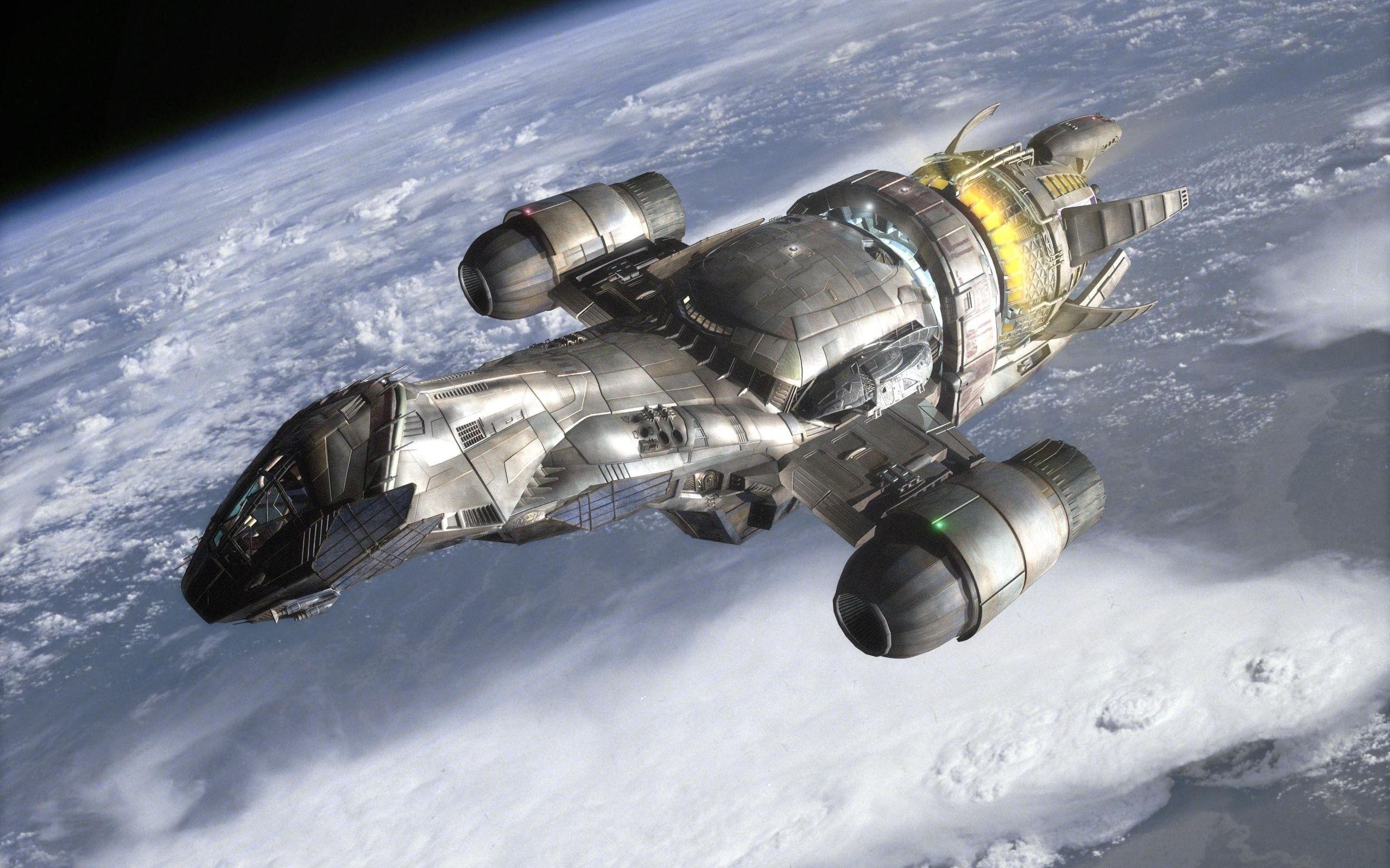 2560x1600 Future Spaceships Bellow a Earth Wallpaper HD / Desktop and Mobile Background