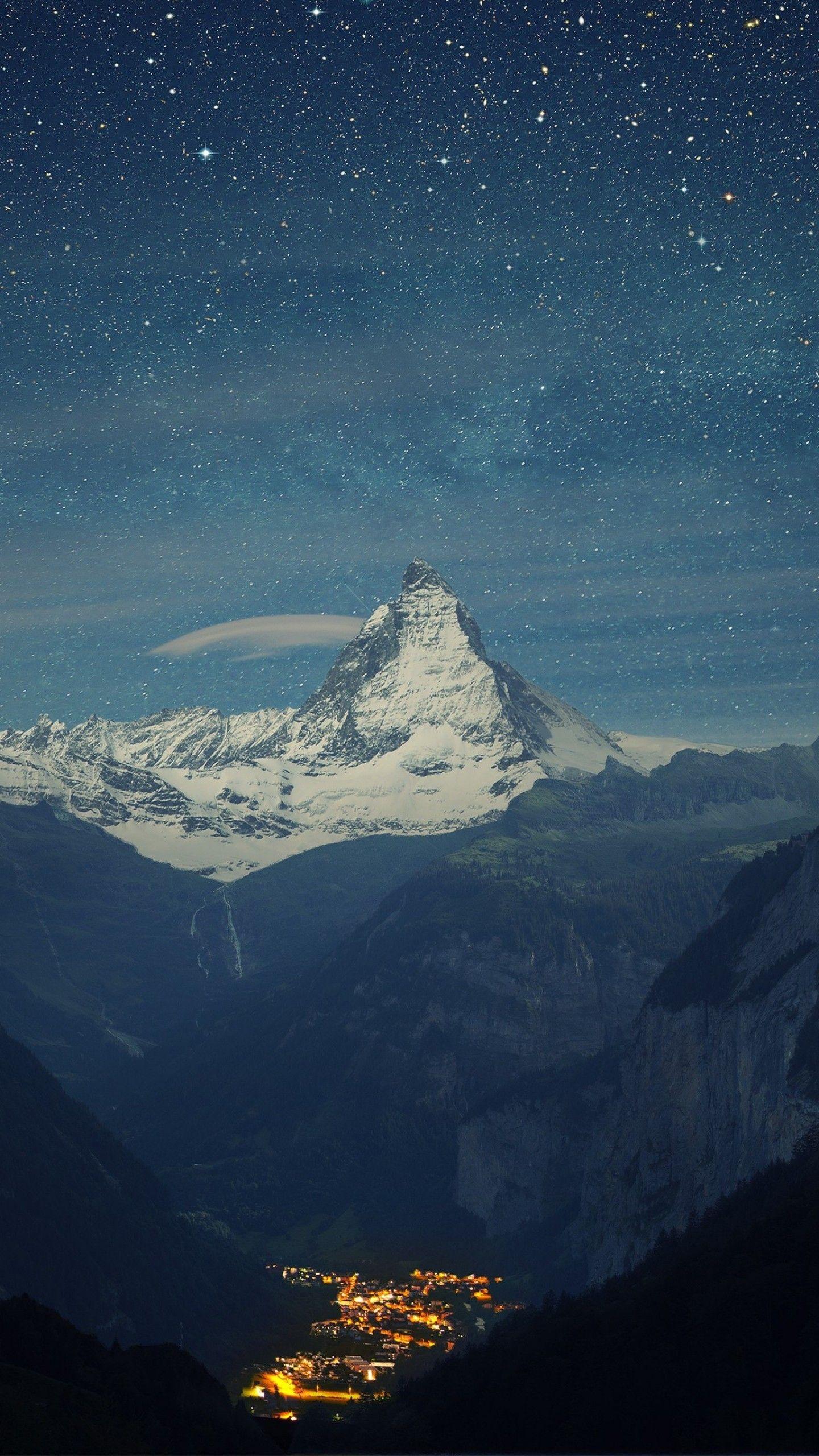 1440x2560 Wallpaper Switzerland, 4k, 5k wallpaper, Alps, mountains, stars, night, OS