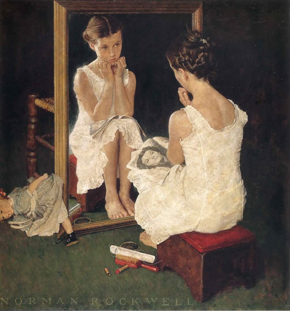 1007x1080 Girl At Mirror Norman Rockwell