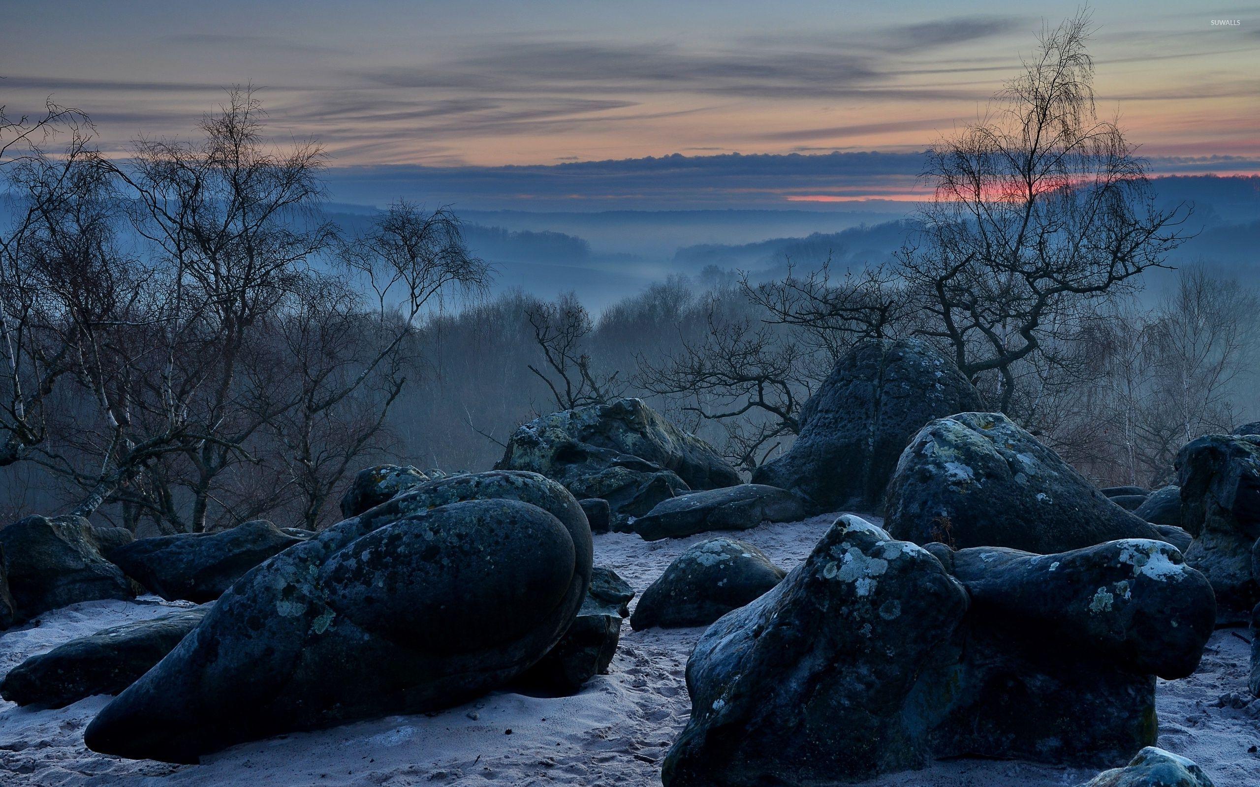 2560x1600 Dark rocks in the mountain wallpaper wallpaper