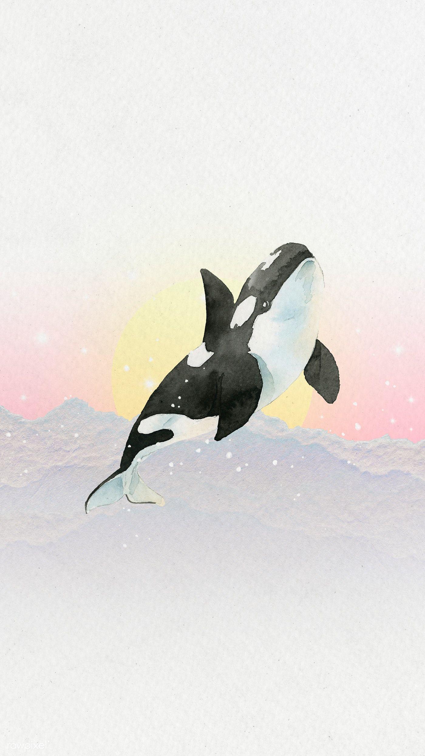 1400x2489 Download premium illustration of Watercolor painted marine life phone. iPhone wallpaper whale, Animal wallpaper, Marine life