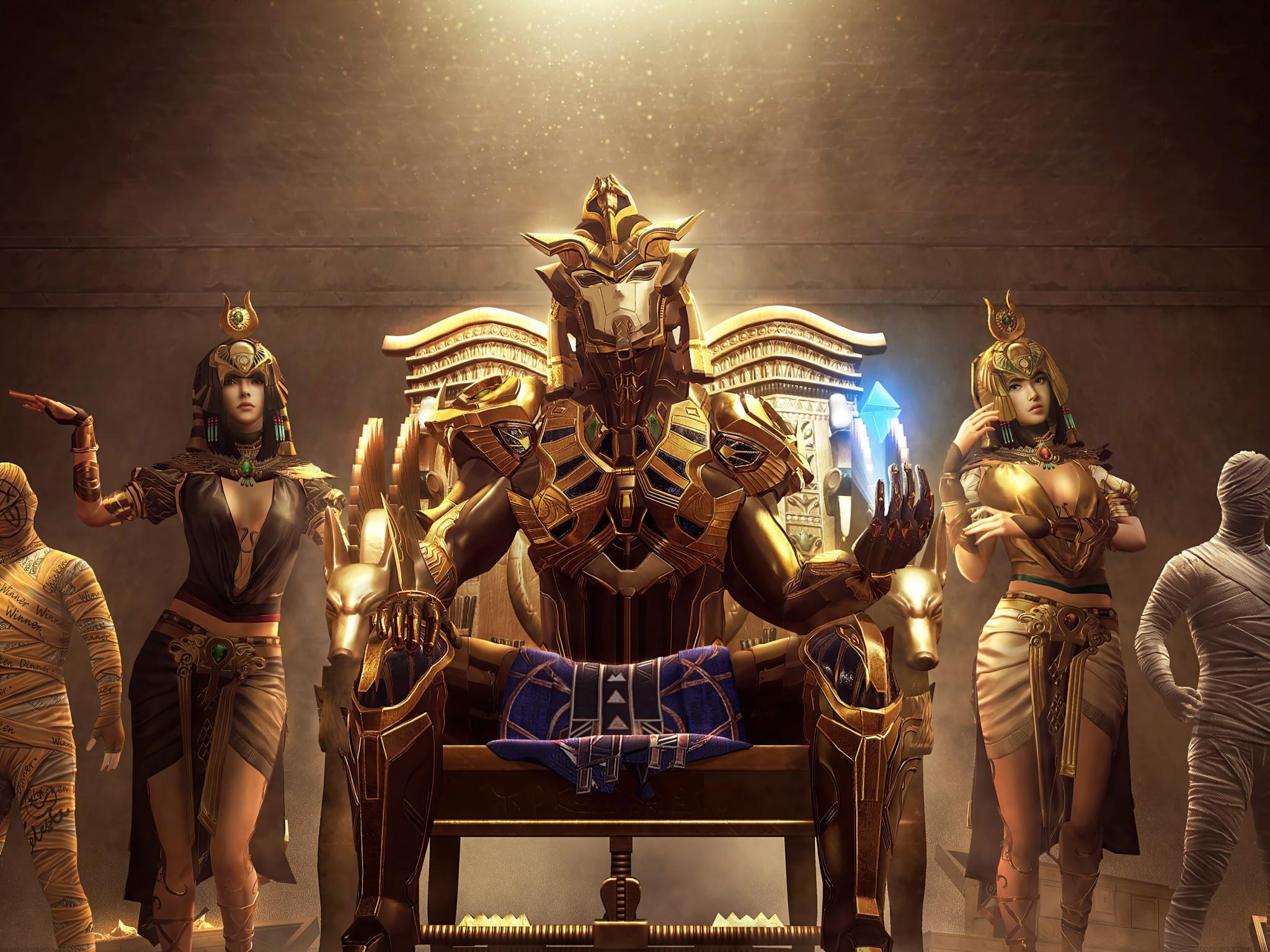 2048x1536 PUBG Mobile Hình nền 4K, Bộ đồ pharaoh X vàng, Trò chơi