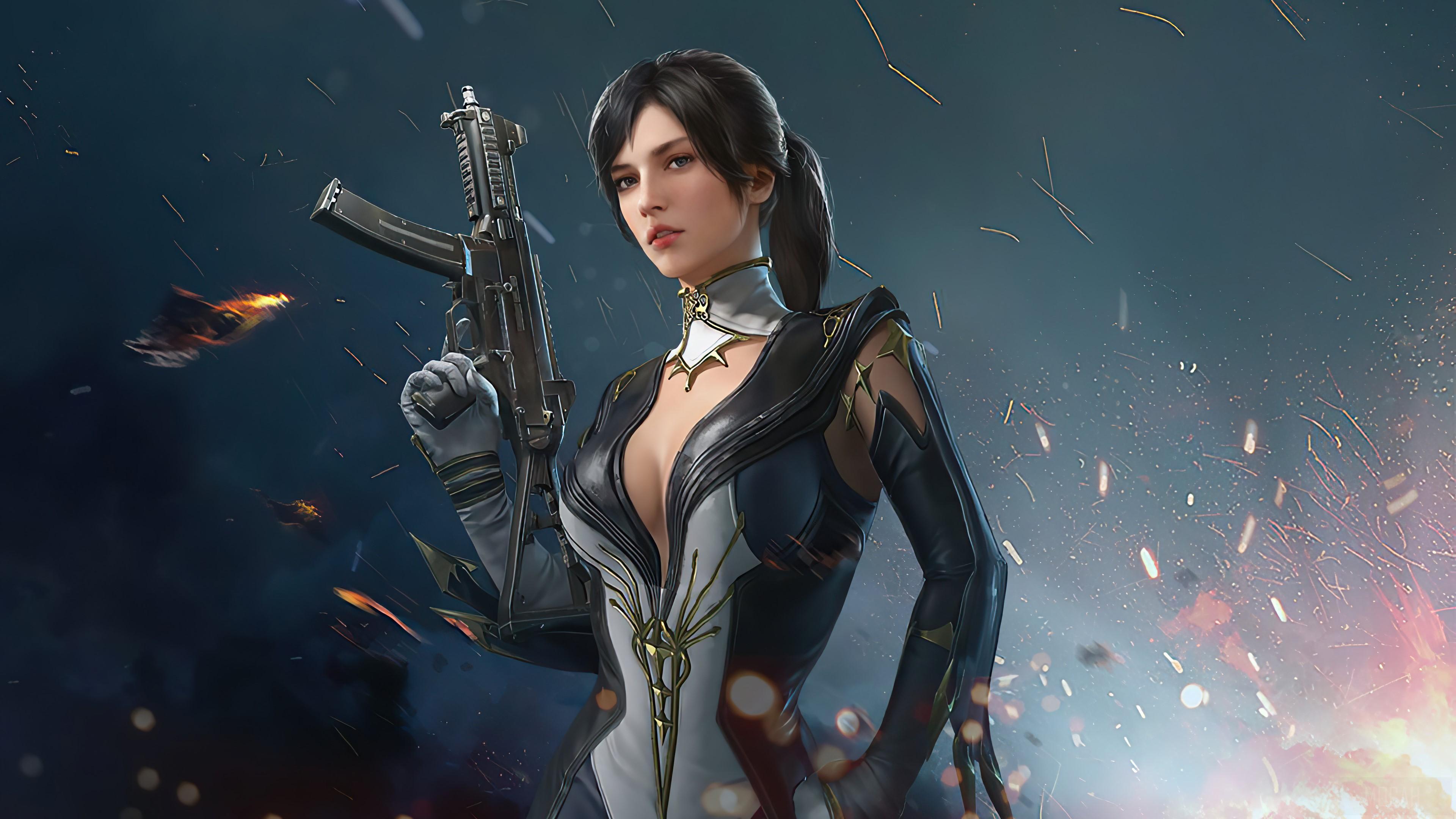 3840x2160 PUBG Mobile, PUBG, PlayerUnknowns Battlegrounds, Battle Royale, Video Game, Girls, Blue Phantom Suit 4k wallpaper. Mocah HD Wallpaper