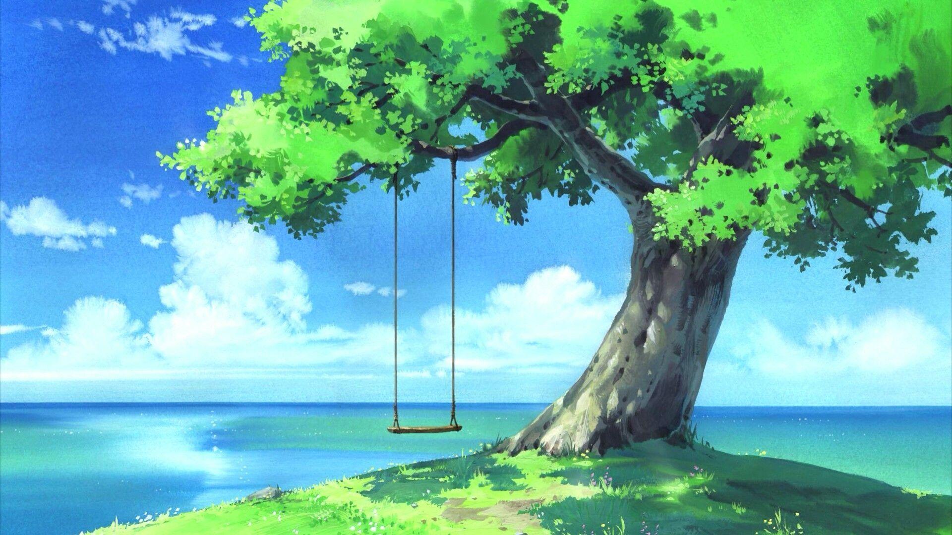 1920x1080 Anime Nature Aesthetic Wallpaper