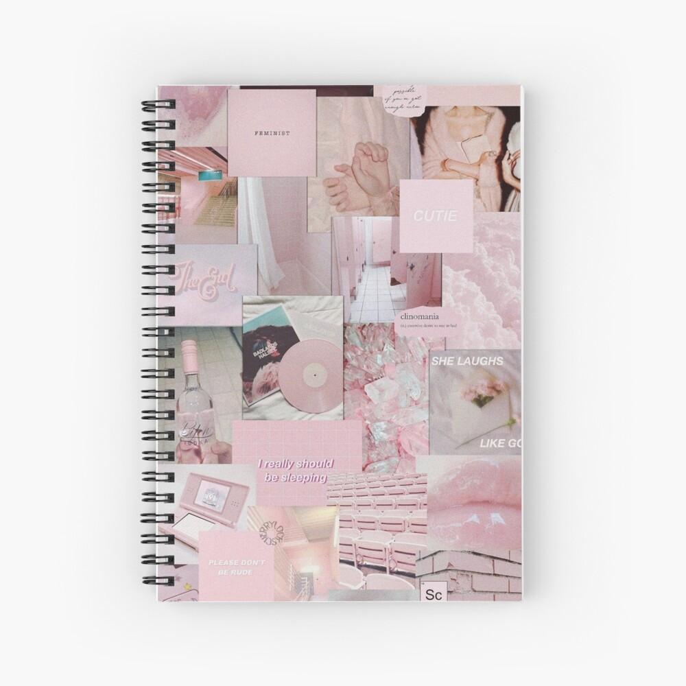 1000x1000 Soft Pink Aesthetic Collage Instagram Mood Board Theme Wallpaper Spiral Notebook