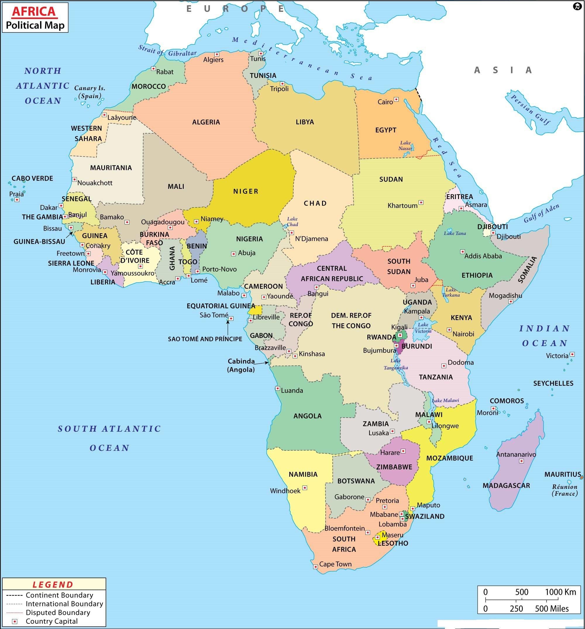 2000x2152 Map of Africa. Printable Large Attractive HD Map of Africa