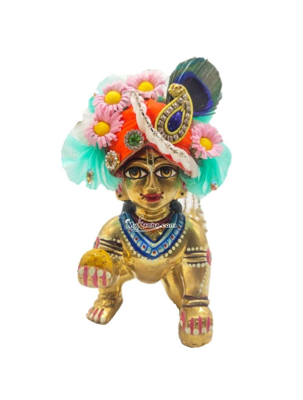1000x1320 Buy Beautiful Laddu Gopal Ji Decorative Orange Color Mukut Padadi At Best Price