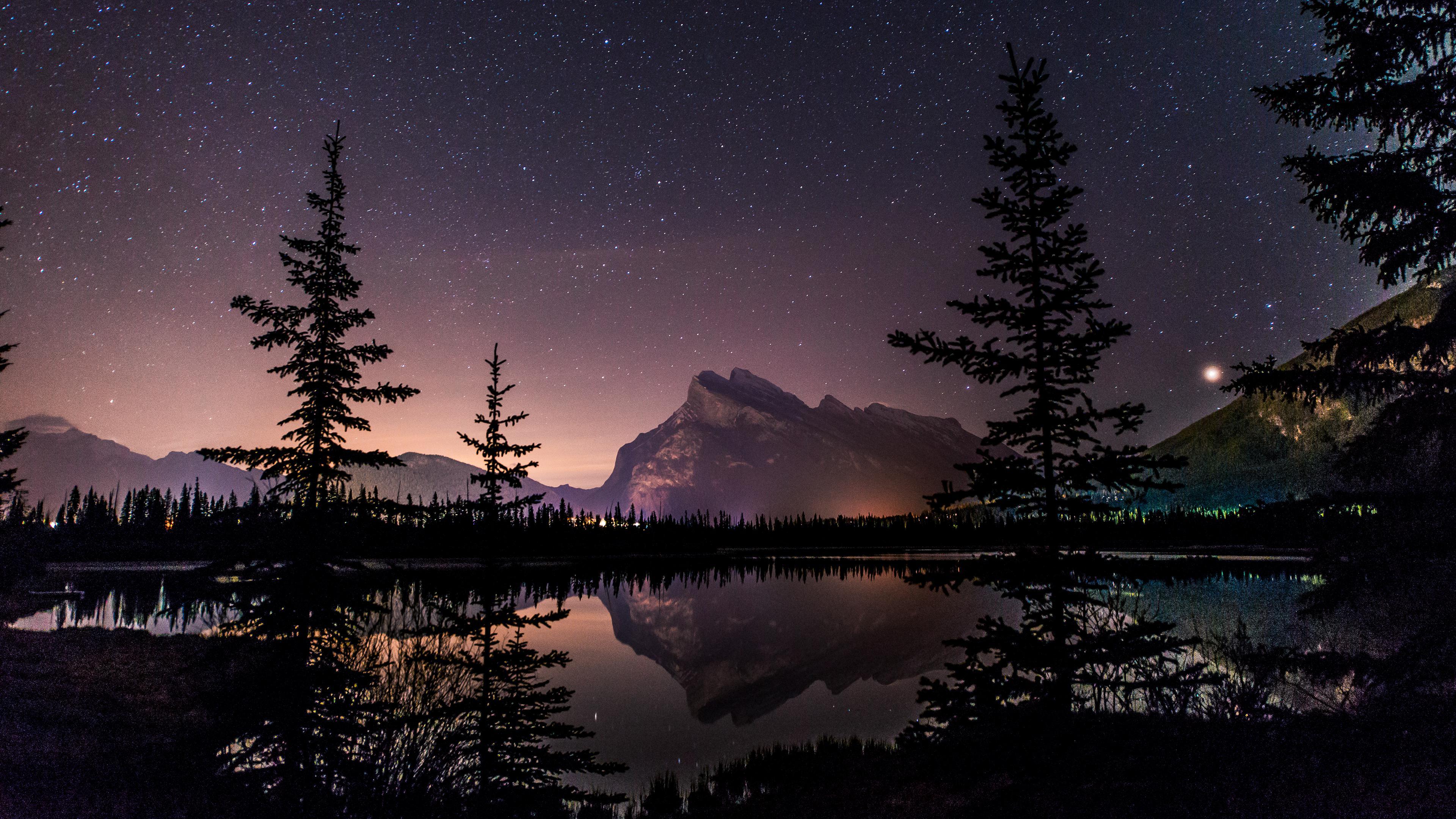 3840x2160 Night Lake 4K wallpaper