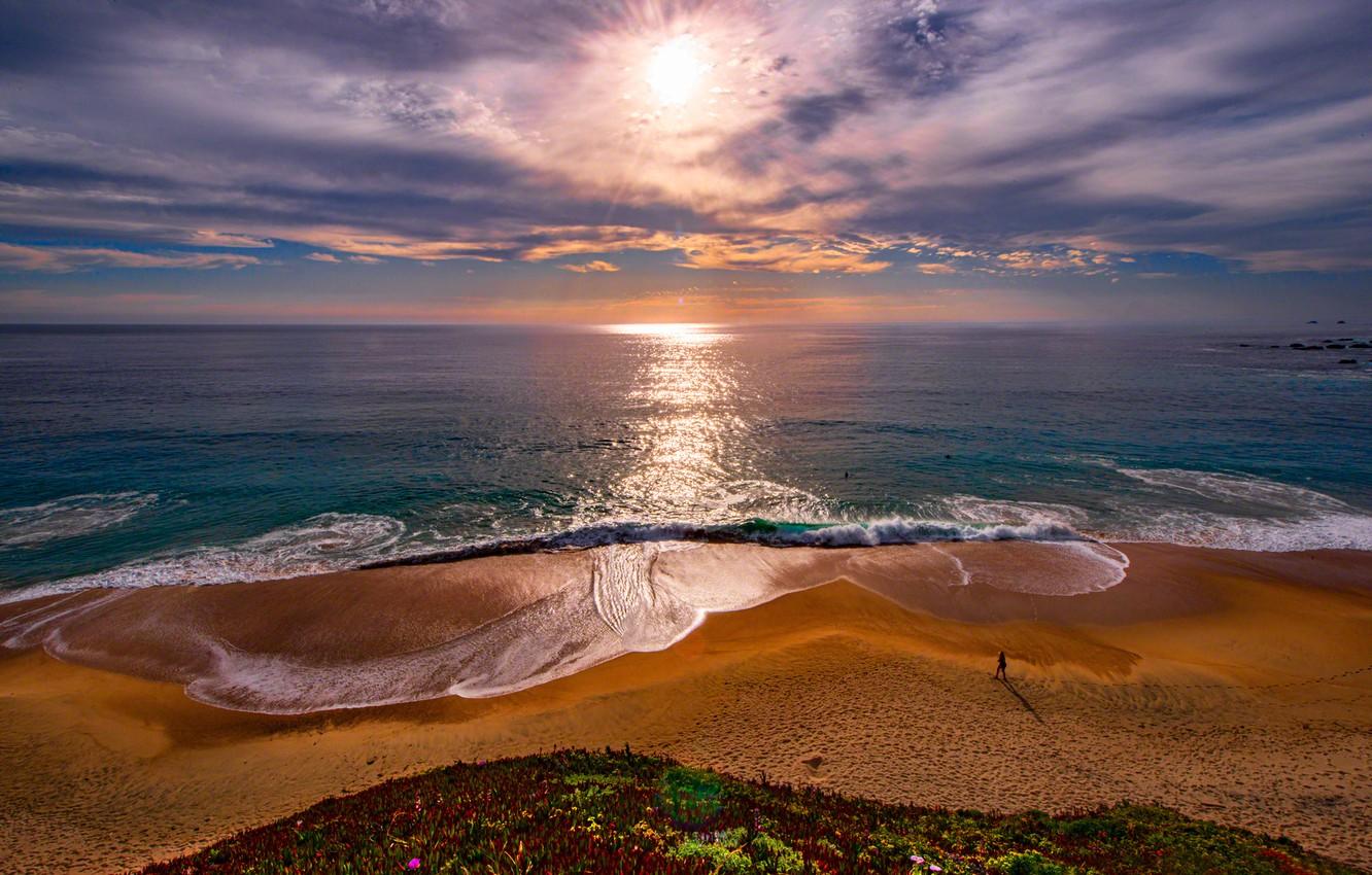 1332x850 Wallpaper beach, sunrise, the ocean, dawn, coast, morning, horizon, CA, Pacific Ocean, California, The Pacific ocean, Garrapata State Park, State Park Garrapata image for desktop, section пейзажи