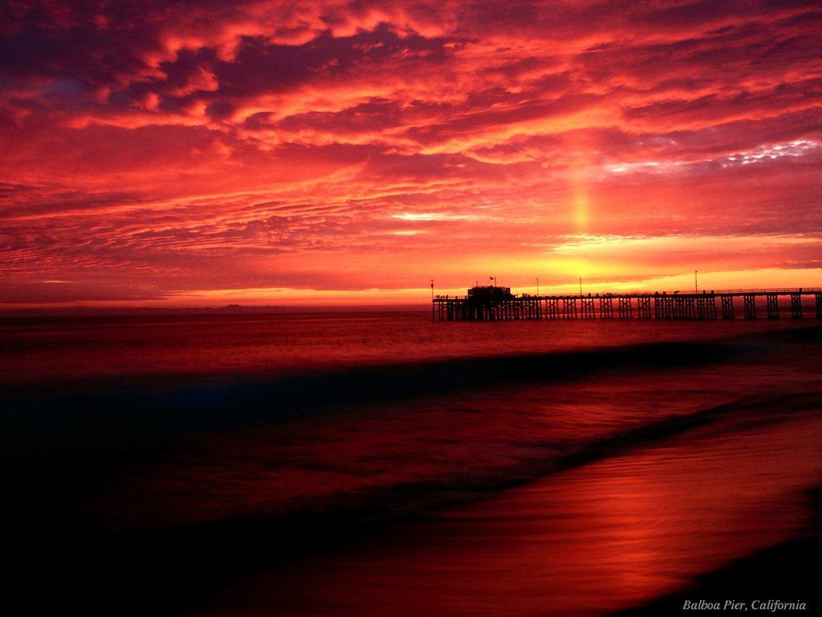 1152x864 California beach under the setting sun Wallpaper Wallpaper 27607