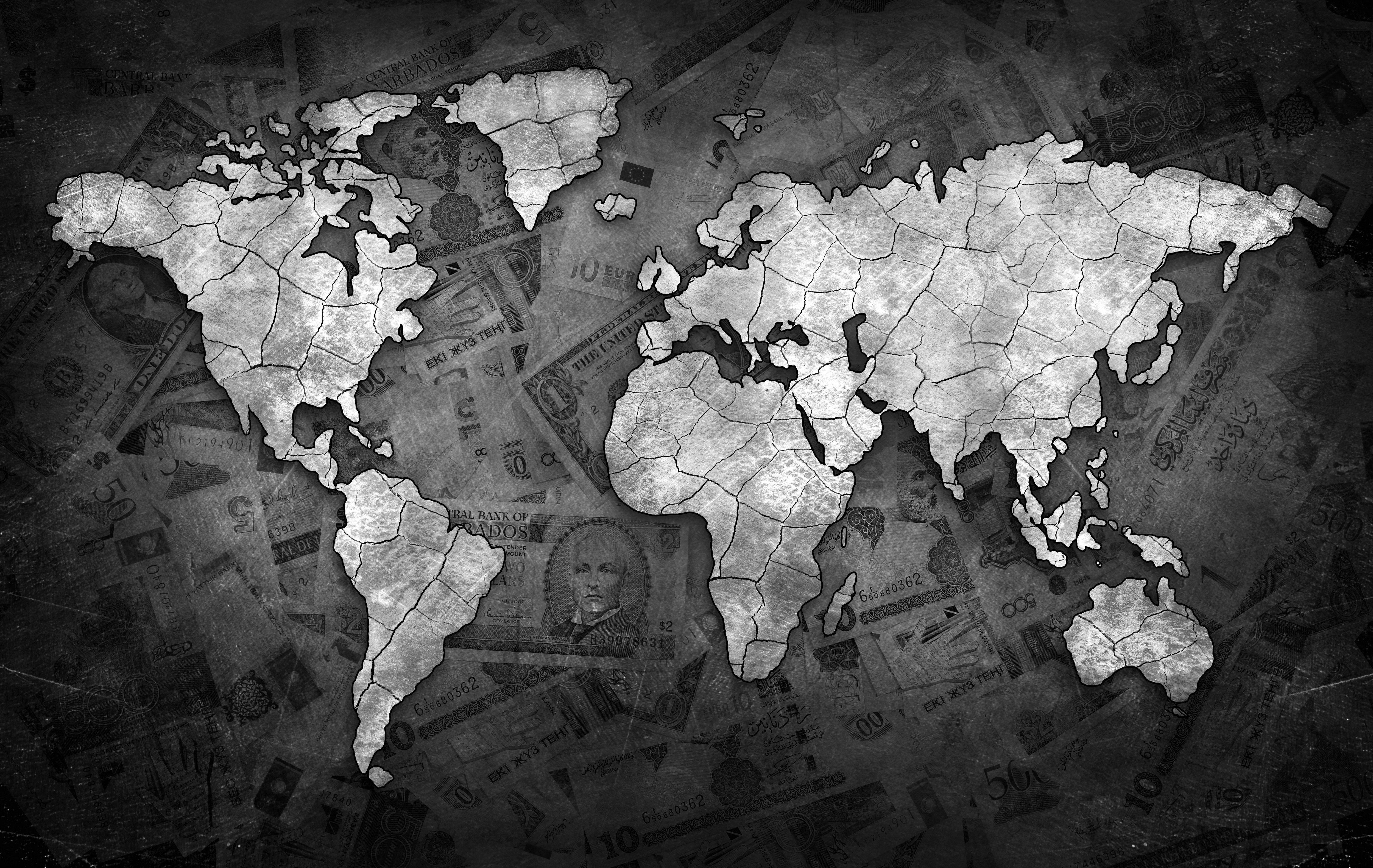 5000x3160 World Map Wallpaper Black