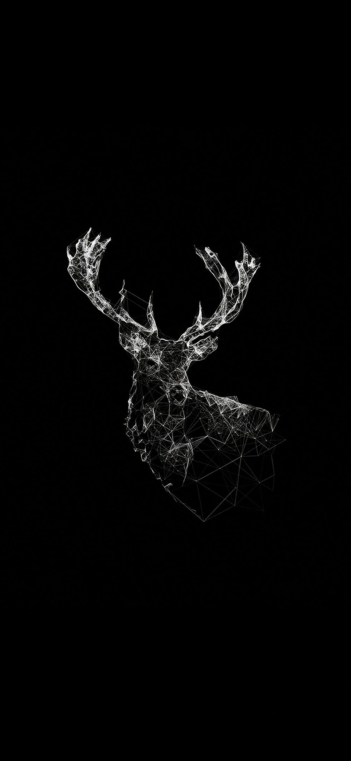 1125x2436 Deer Animal Illust Dark