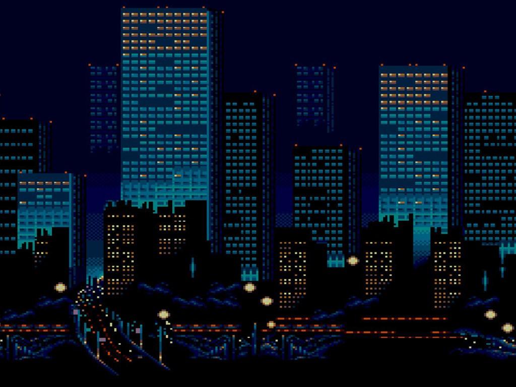 1024x768 My Free Wallpaper Wallpaper : Pixel City