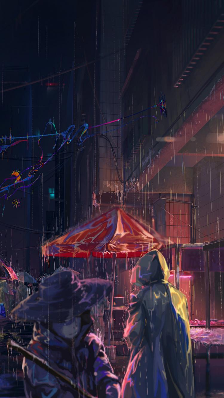 750x1334 Download 750x1334 wallpaper rain, anime girl, umbrella, art, original, iphone iphone 750x1334 HD image, background, 4598