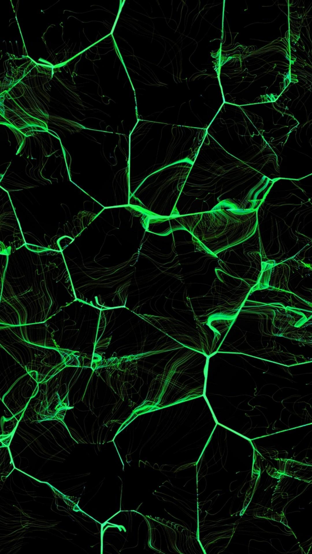 1080x1920 Green glowing cracks HD Wallpaper iPhone 6 / 6S Plus