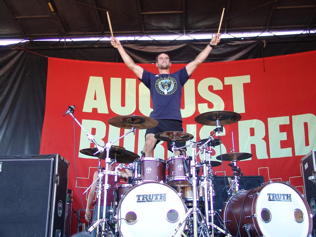 1024x768 August Burns Red. Photo of August Burns Red playing a stag