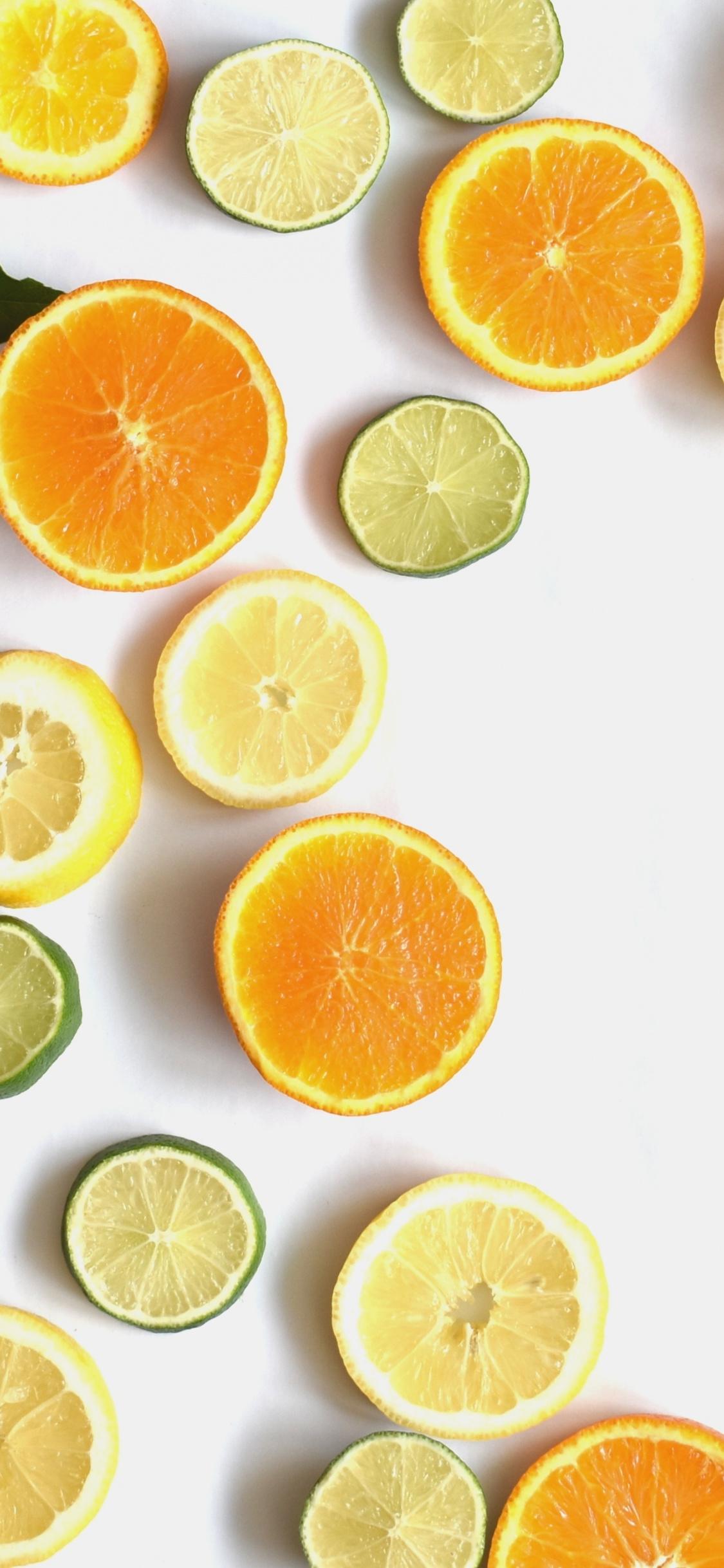 1125x2436 Fruits, Slices, Lemon And Oranges, Wallpaper Background iPhone X