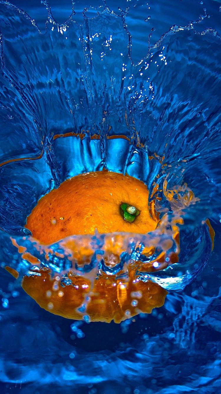 750x1334 Download 750x1334 wallpaper orange fruit, splashes, water, iphone iphone 750x1334 HD image, background, 21678