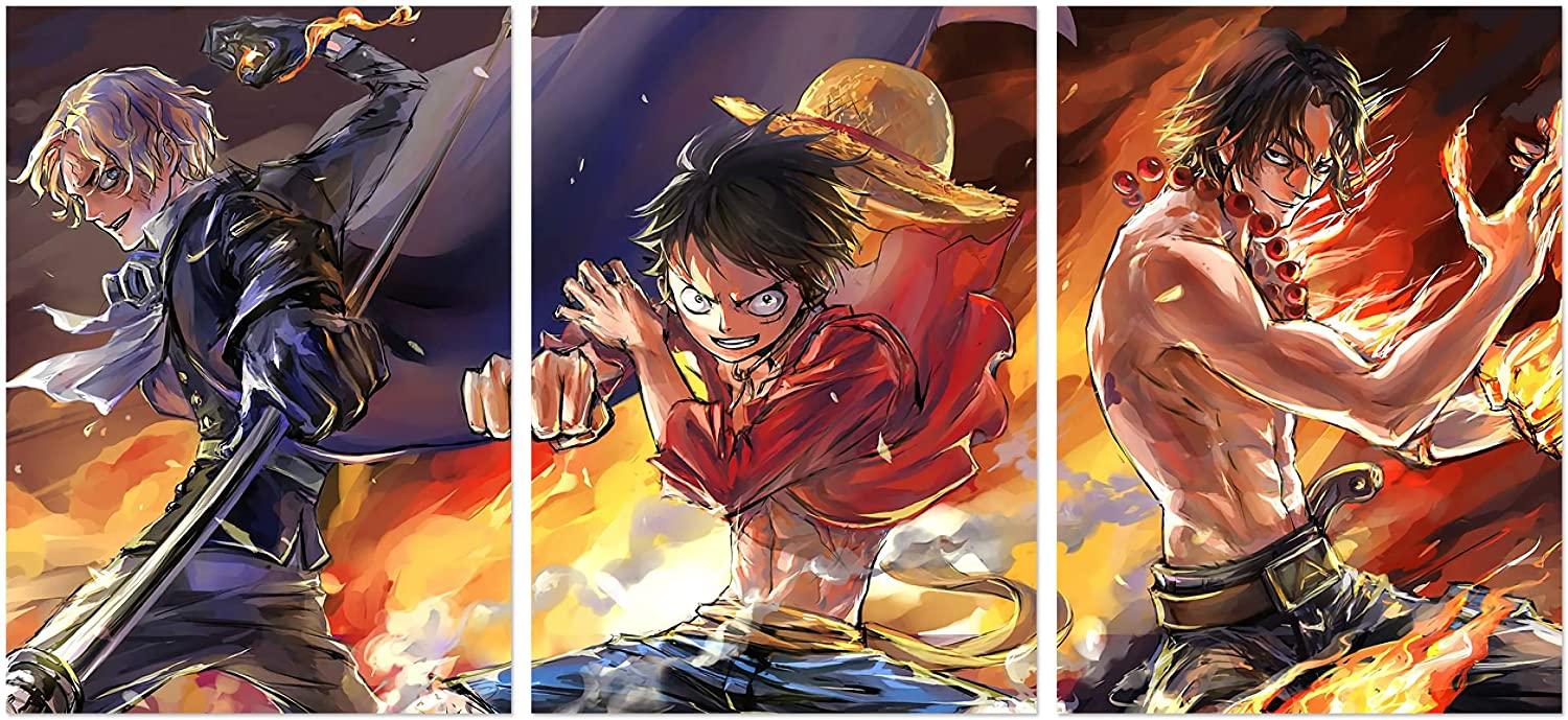 1500x689 Jackethings One Piece Poster Luffy Japanese Anime Sabo Ace Prints on Canvas Unframed Wall Decoration for Home Living Room Club Decor: Posters & Prints