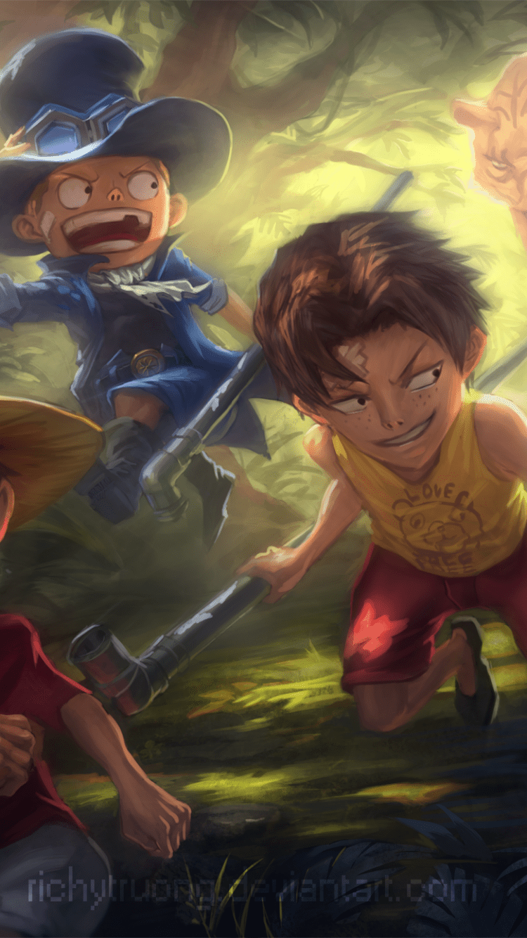 750x1334 Ace Sabo Luffy Wallpaper