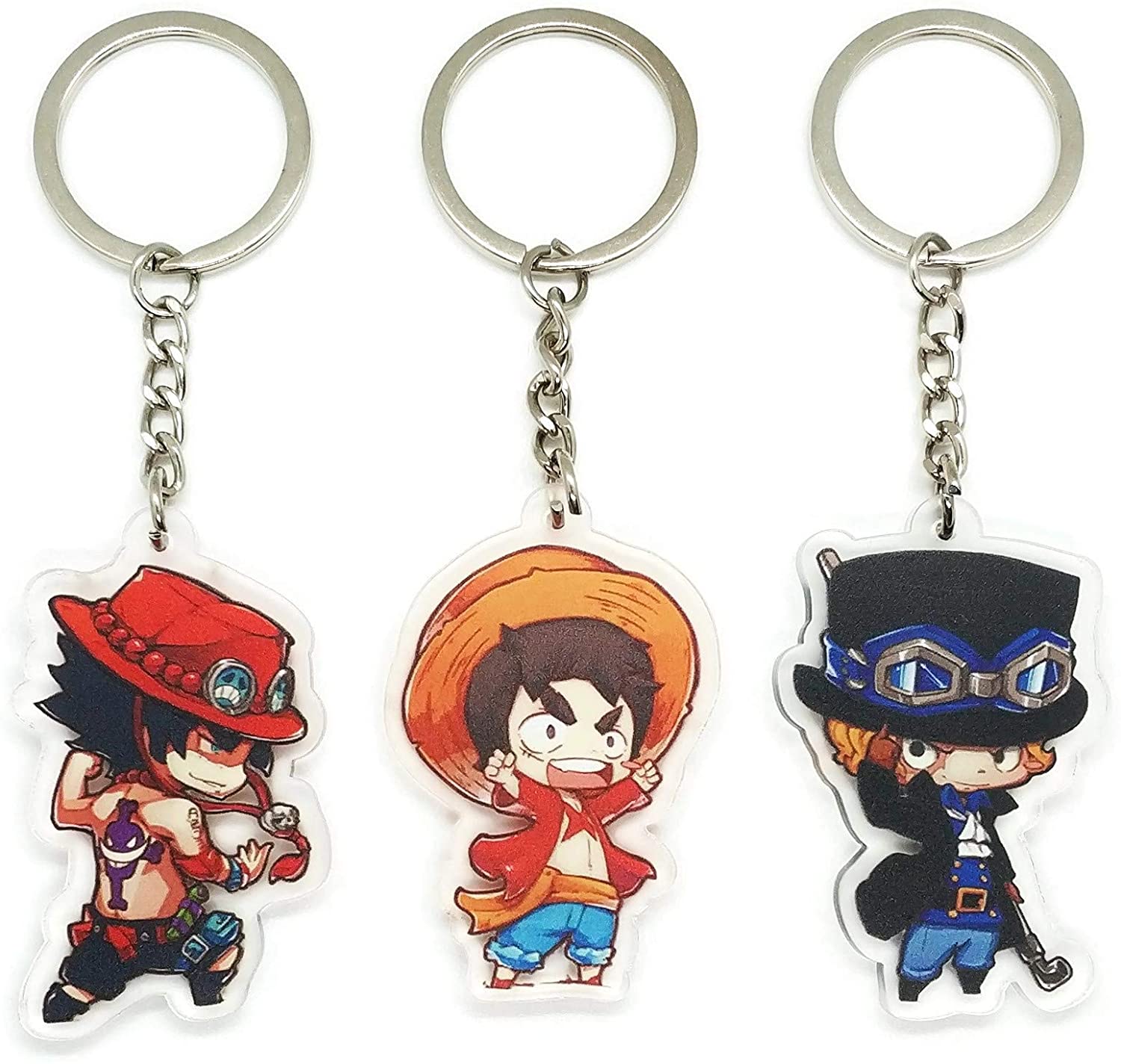 1500x1424 EBTY Dreams Inc. Of 3 One Piece Anime Acrylic Keychain Portgas D. Ace, Sabo, Monkey D. Luffy: Clothing