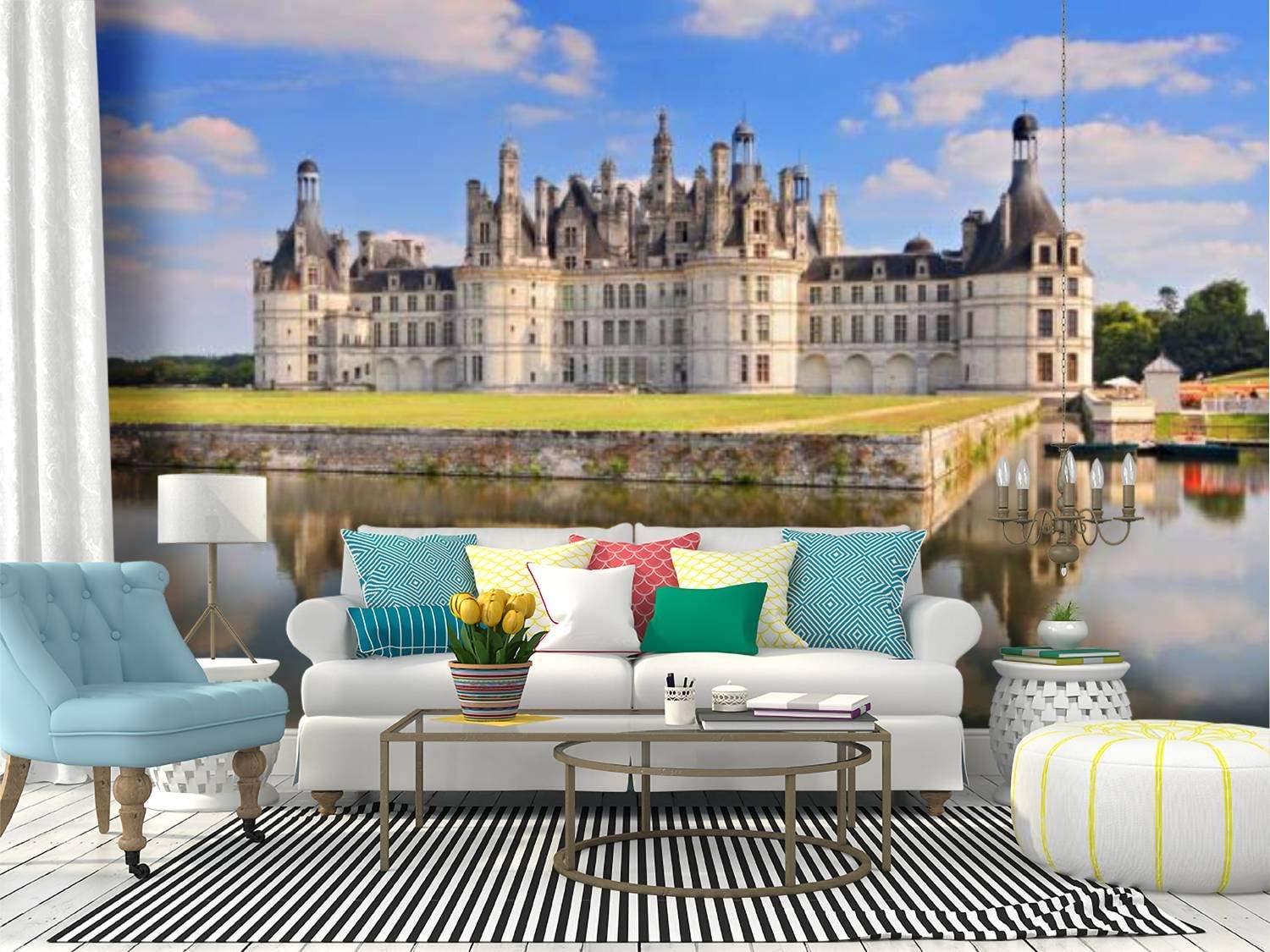 1500x1125 Wall Mural Chateau de Chambord royal medieval french castle Loire Valley France Peel and Stick Wallpaper Self Adhesive Wallpaper Large Wall Sticker Removable Vinyl Film Roll Shelf Paper Home Decor: Home