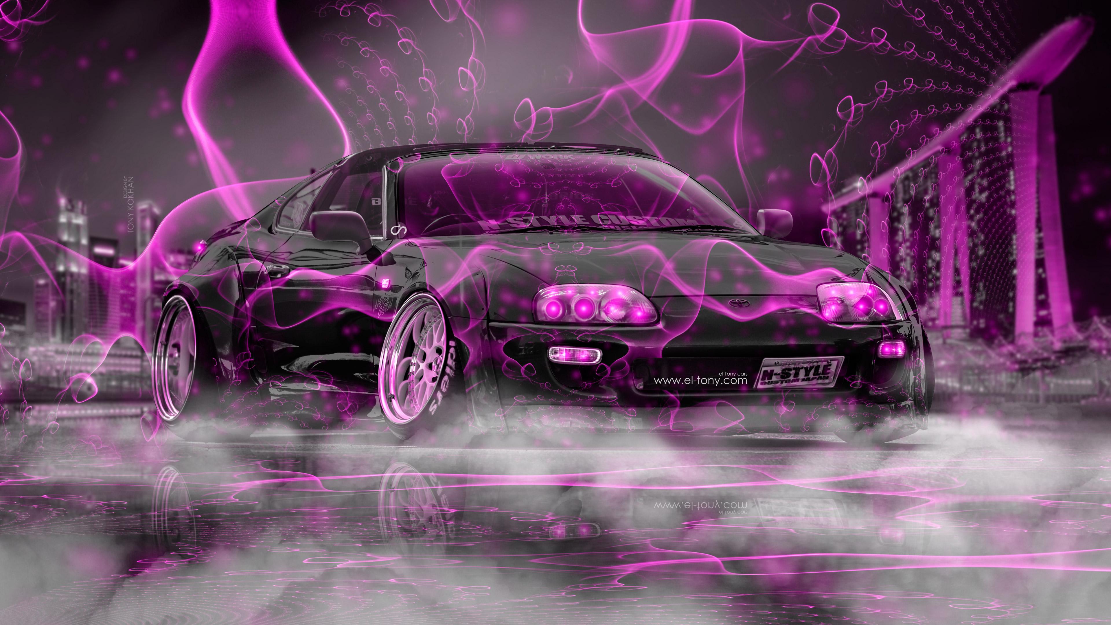 3840x2160 Toyota Supra JZA80 JDM Tuning Super Smoke Night Car 2017 el Tony