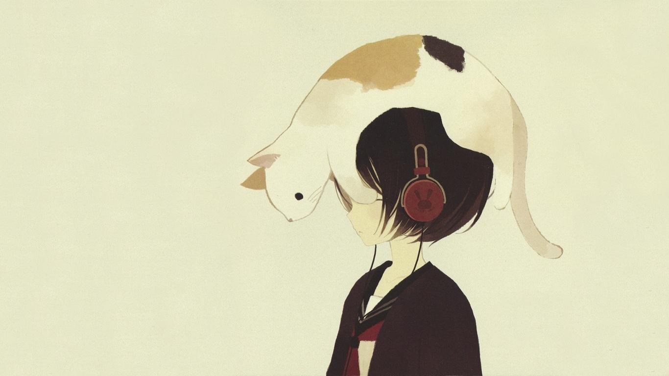 1366x768 Free download Wallpaper 1366x768 Headphones Headphones Girl Anime Drawn Cats [1366x768] for your Desktop, Mobile & Tablet. Explore Anime Cat Girl Wallpaper. Anime Girl HD Wallpaper 1080p, Cute Anime