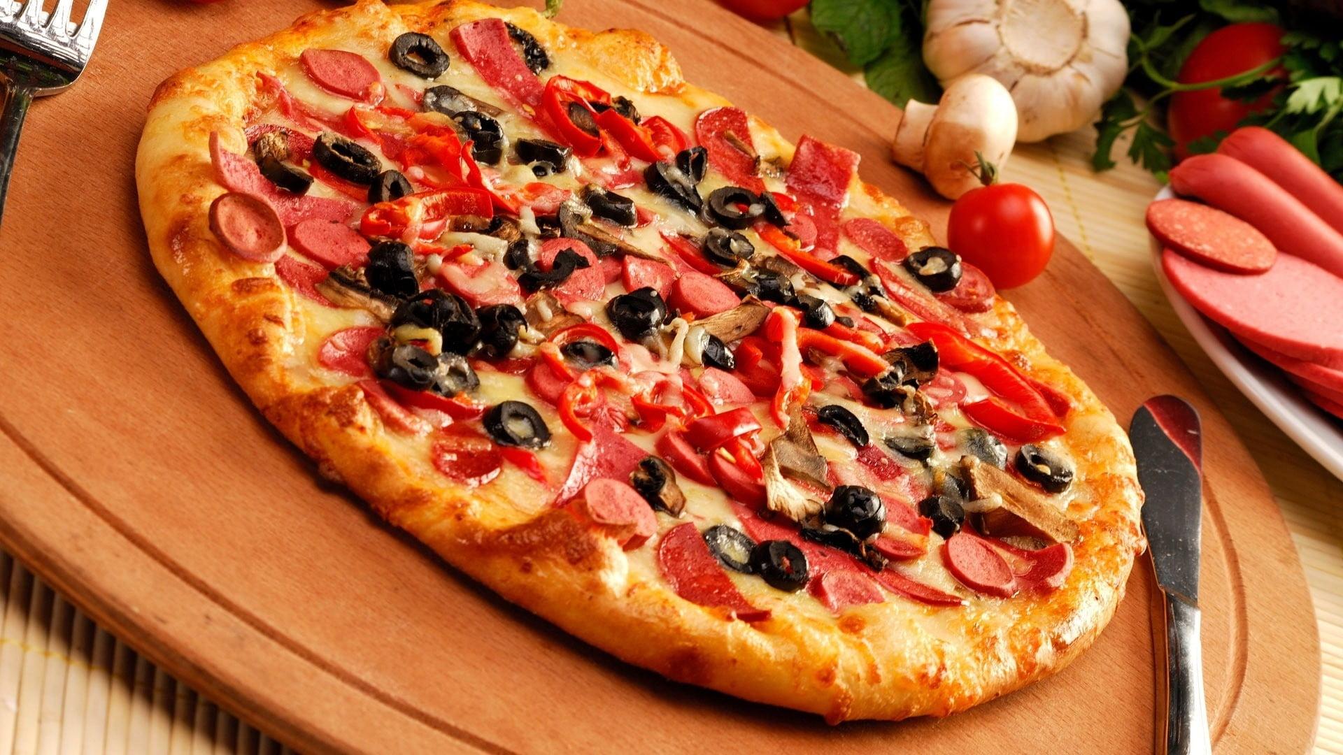 1920x1080 Free download Pepperoni pizza on top of wooden board beside stainless steel [1920x1080] for your Desktop, Mobile & Tablet. Explore Pepperoni Wallpaper. Pepperoni Wallpaper