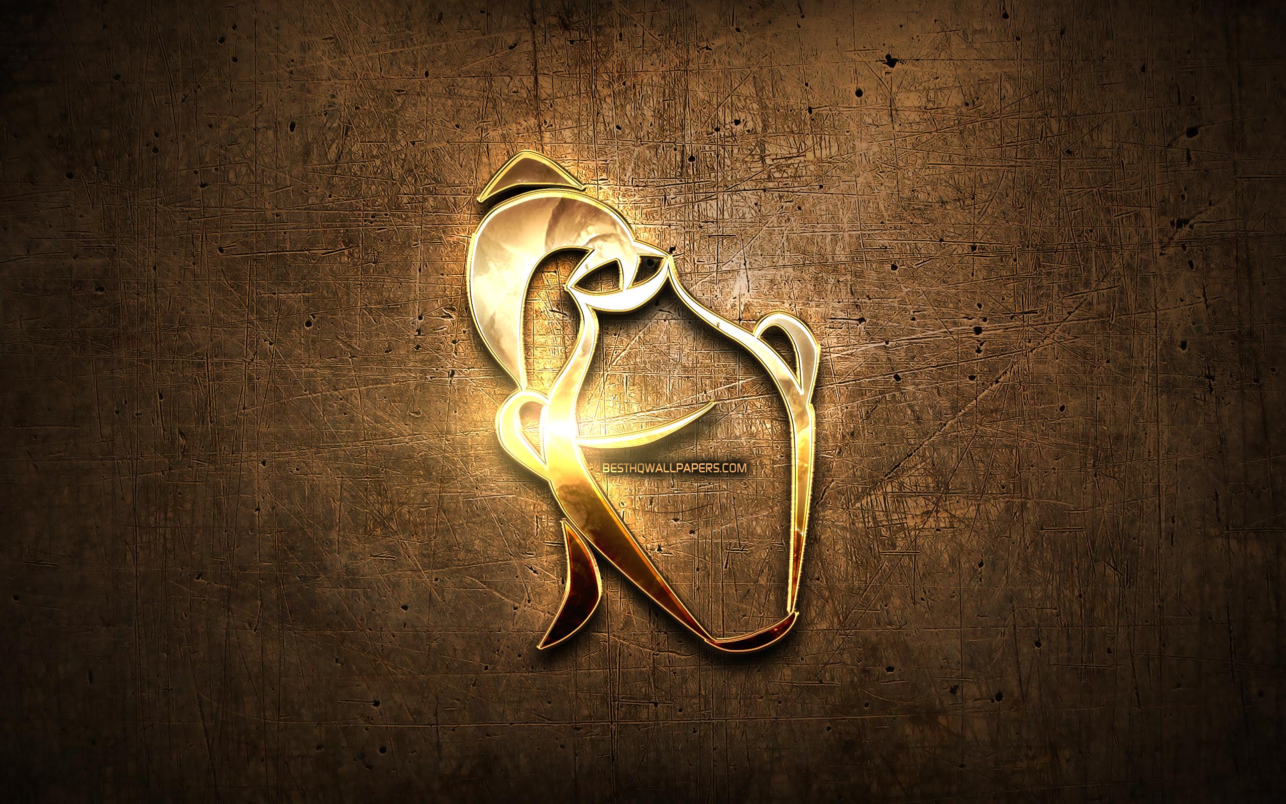 2560x1600 Aquarius Golden Sign, Metal Background, Creative Art, Life Photography