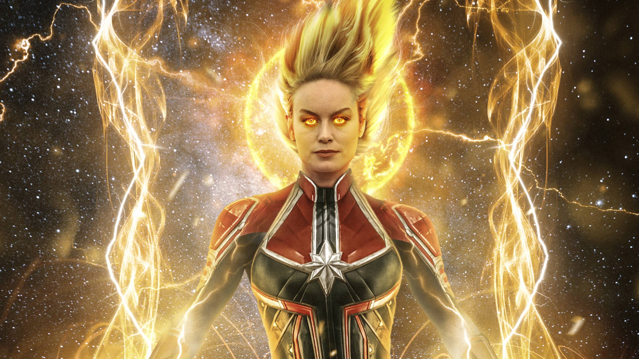 2560x1440 Brie Larson as Captain Marvel Wallpaper