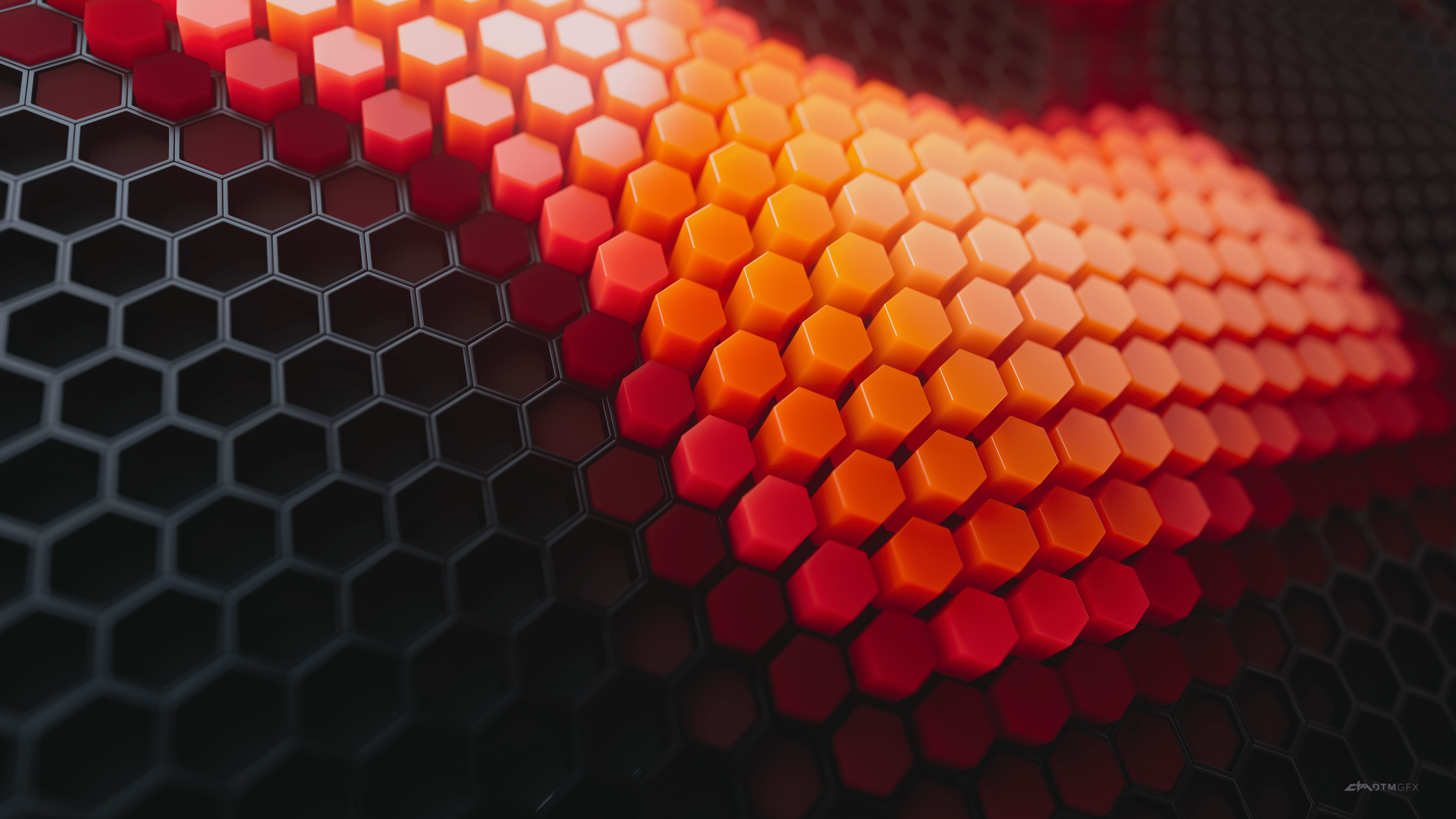 3840x2160 Hexagons Wallpaper 4K, Patterns, Orange background, Orange blocks, Abstract