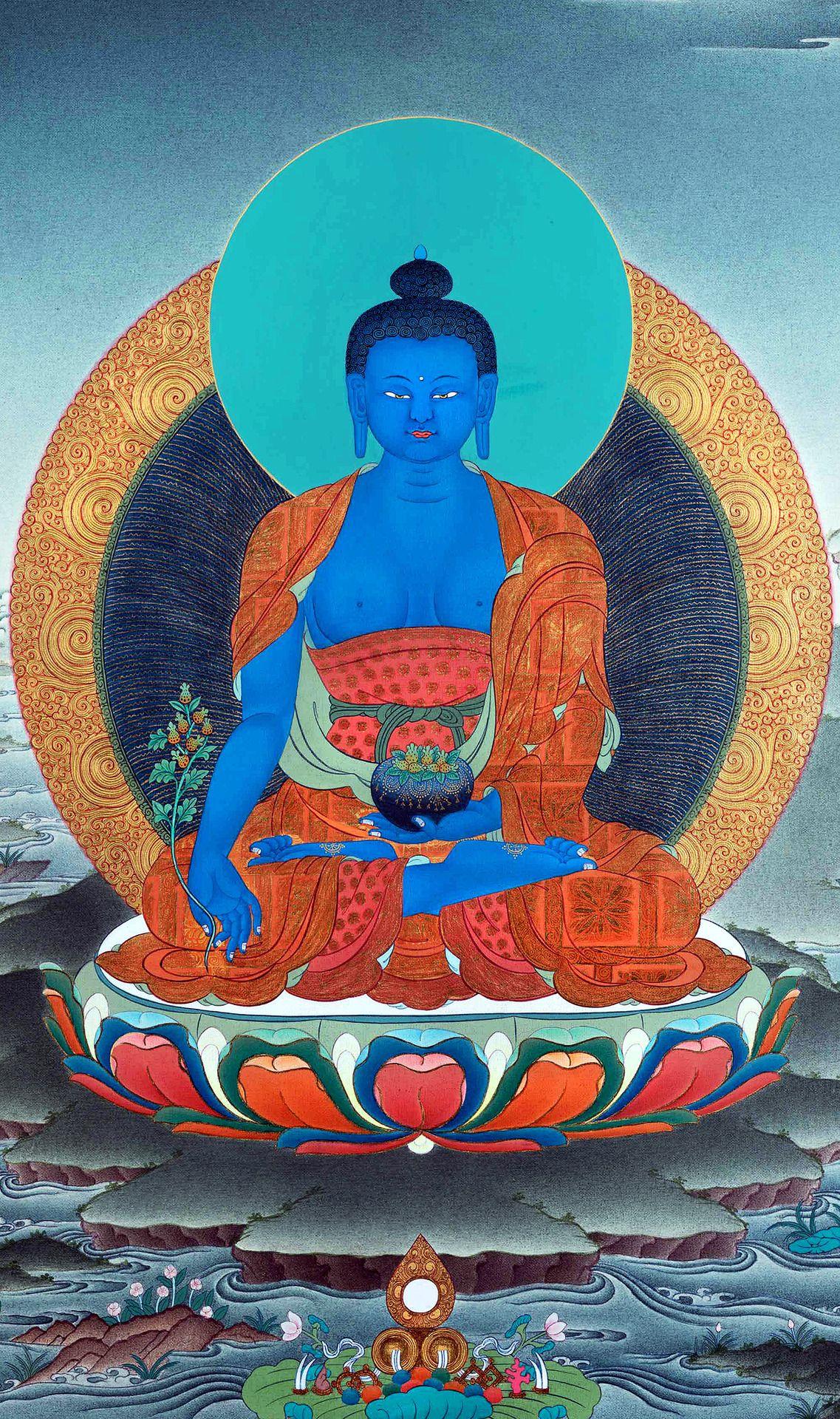 1137x1920 Medicine Buddha thangka painting. Thangka painting, Buddha art, Buddha painting
