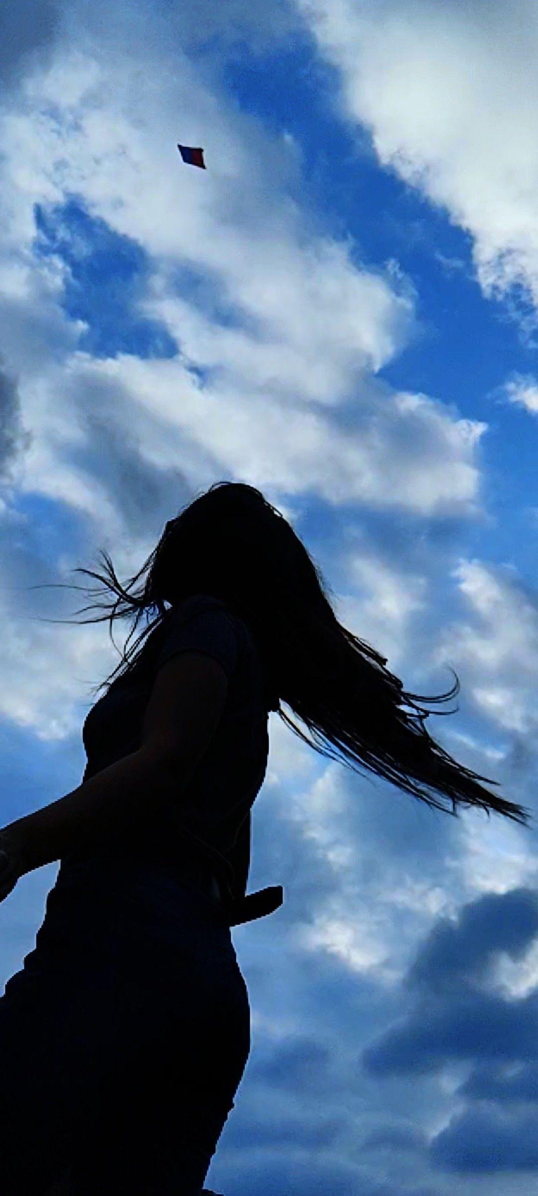 1080x2400 Picture with sky. Hidden face. Silhouette picture, Silhouette photography, Girl shadow