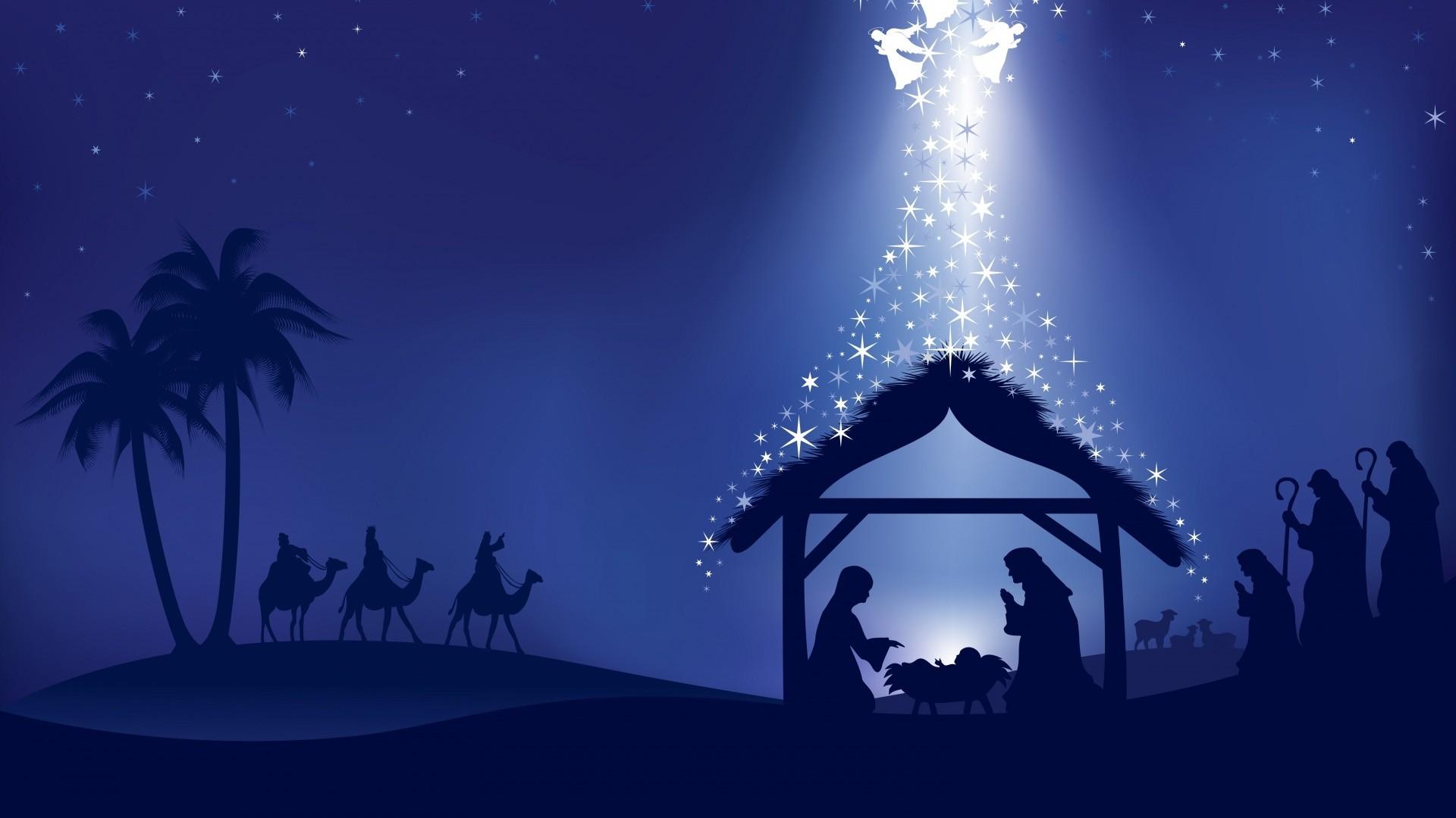 1920x1080 Jesus Birth And Glittering Star With Angels HD Jesus Wallpaper
