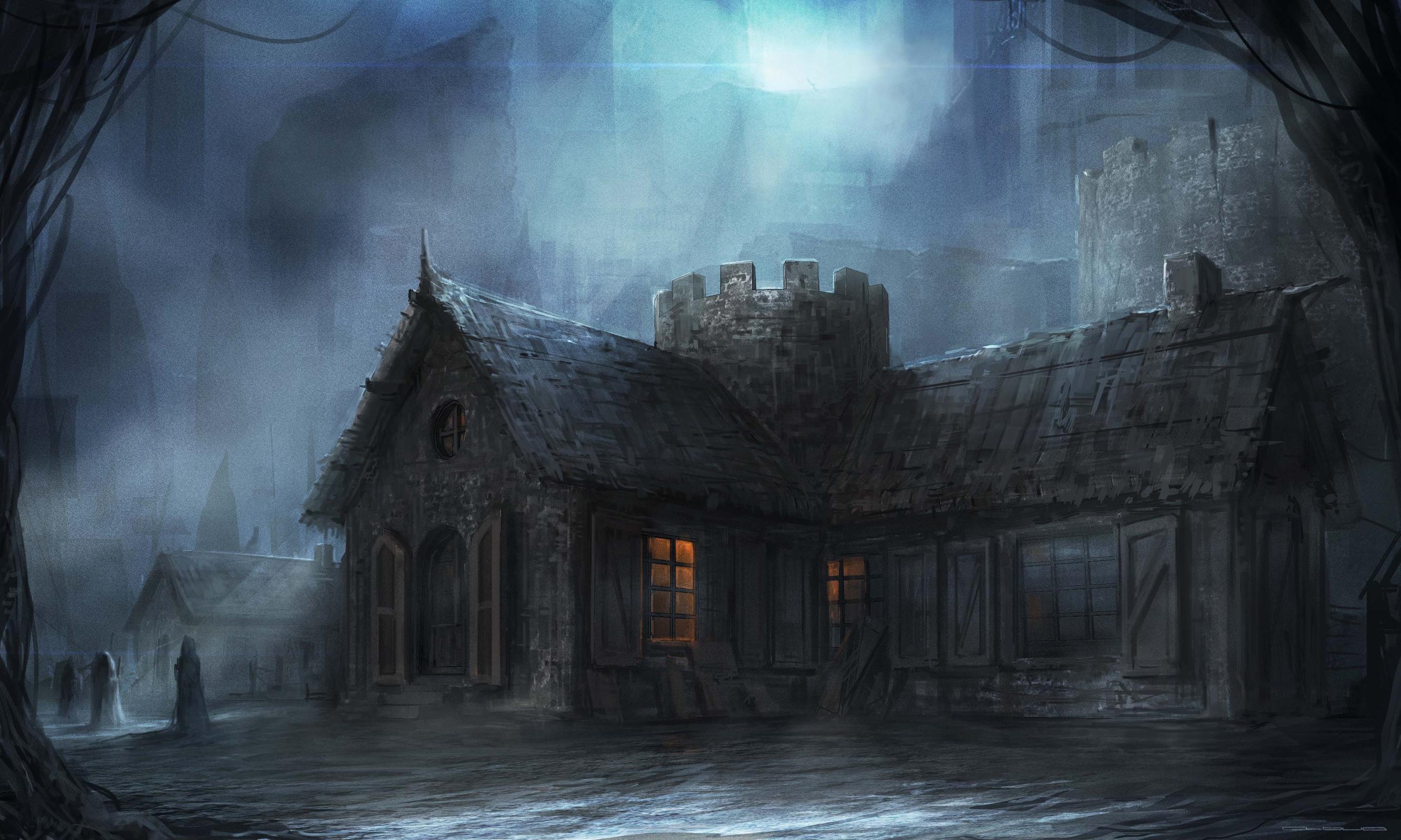 2667x1600 Old Church at Night by Darkcloud013 HD Wallpaper