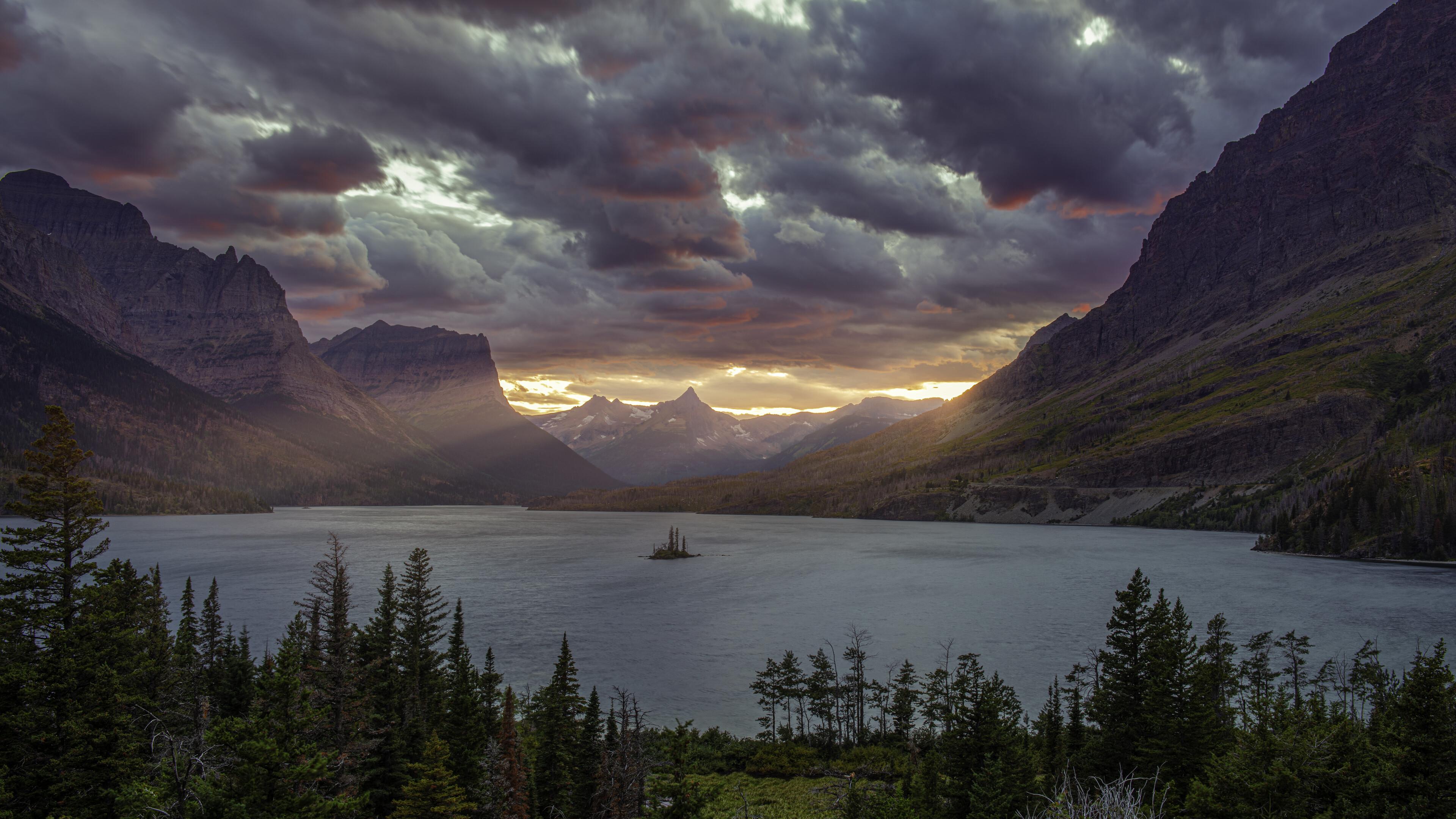 3840x2160 Sunset At St Mary Lake Glacier National Park 5k 4k HD 4k Wallpaper, Image, Background, Photo and Picture