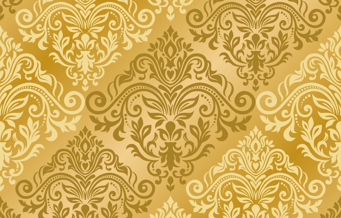 1332x850 Wallpaper pattern, vector, texture, gold, ornament, with, pattern, ornament, seamless, damask image for desktop, section текстуры