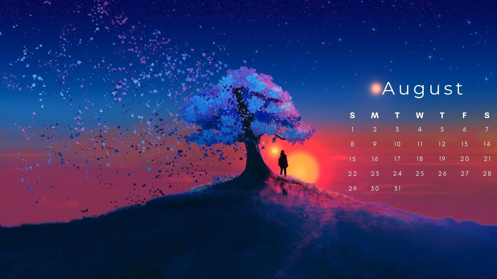 1920x1080 August 2021 Desktop Background Calendar Wallpaper