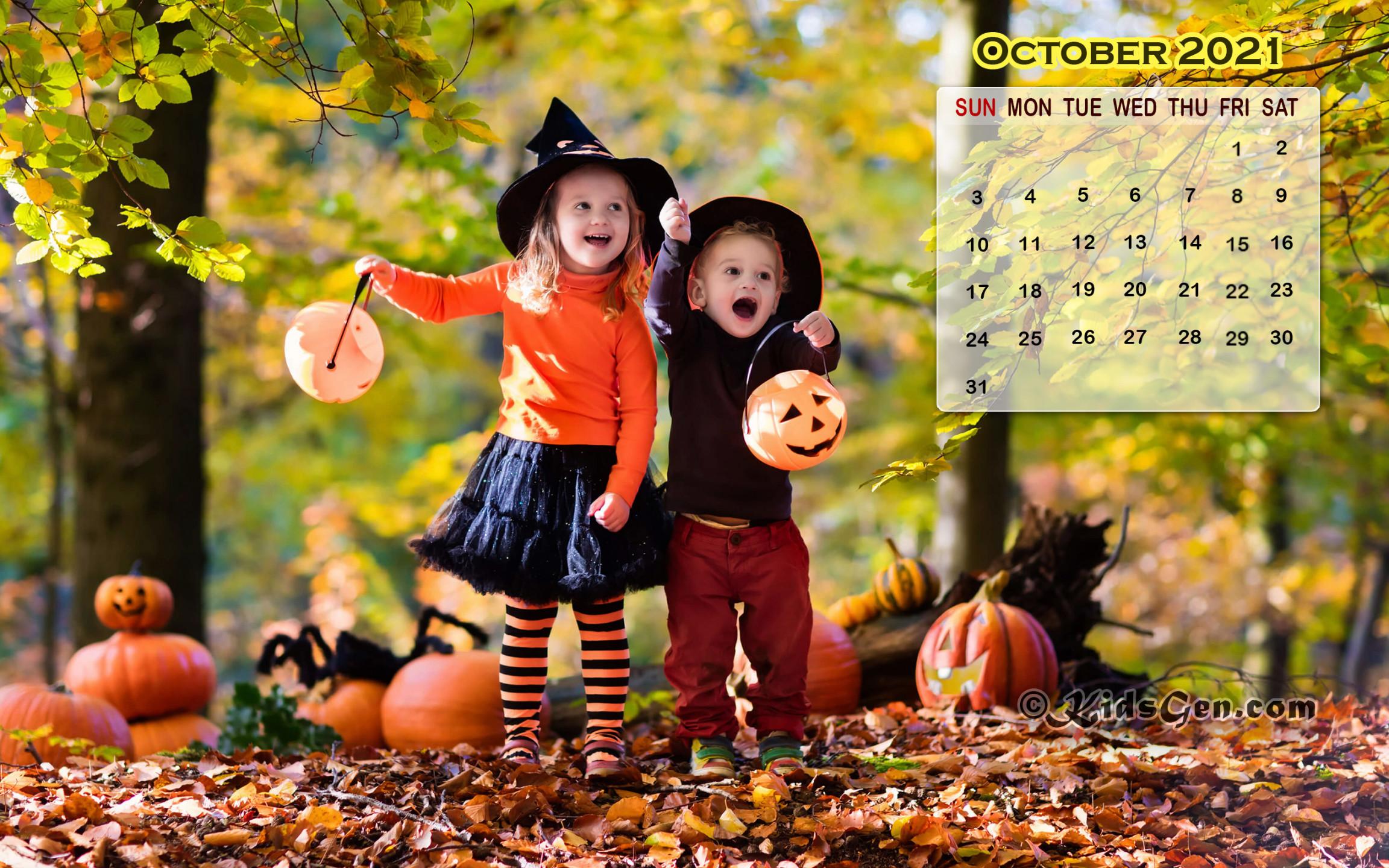 2304x1440 October Calendar Wallpaper