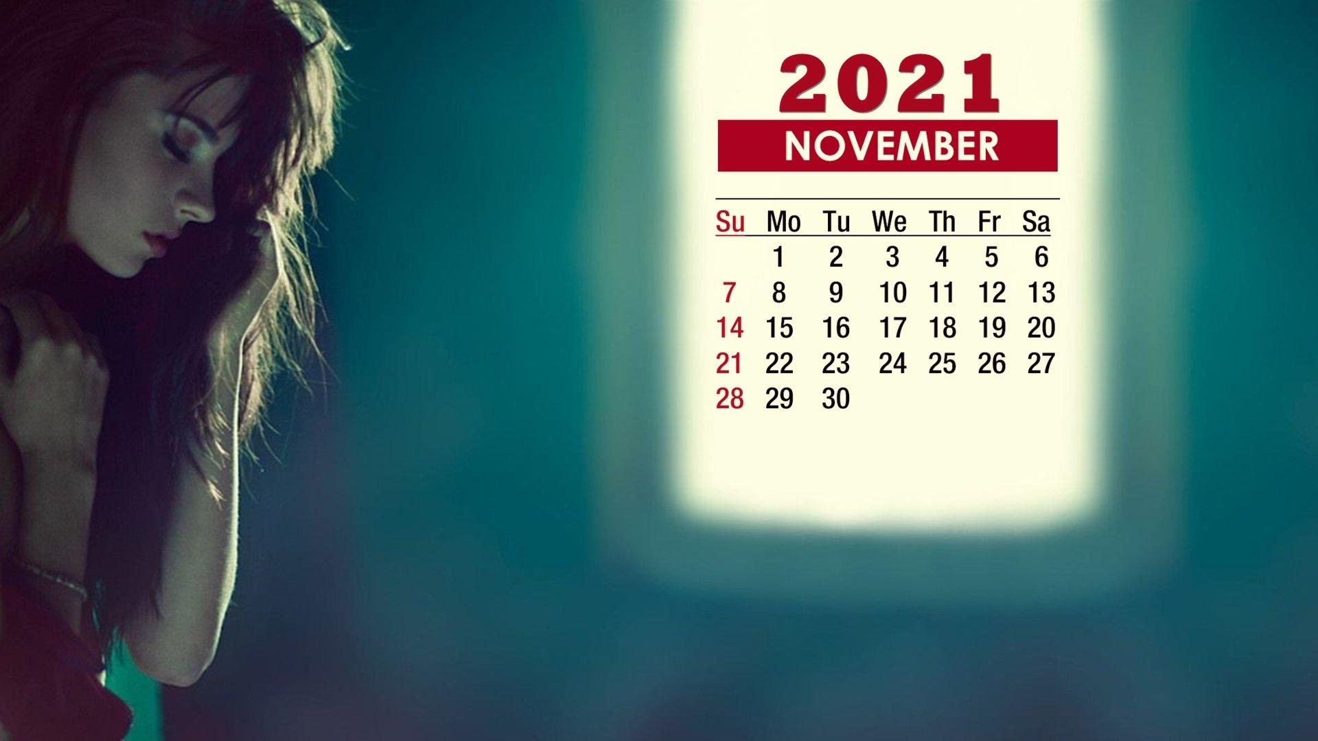 1920x1080 November 2021 Calendar Sad Girl Wallpaper 72321