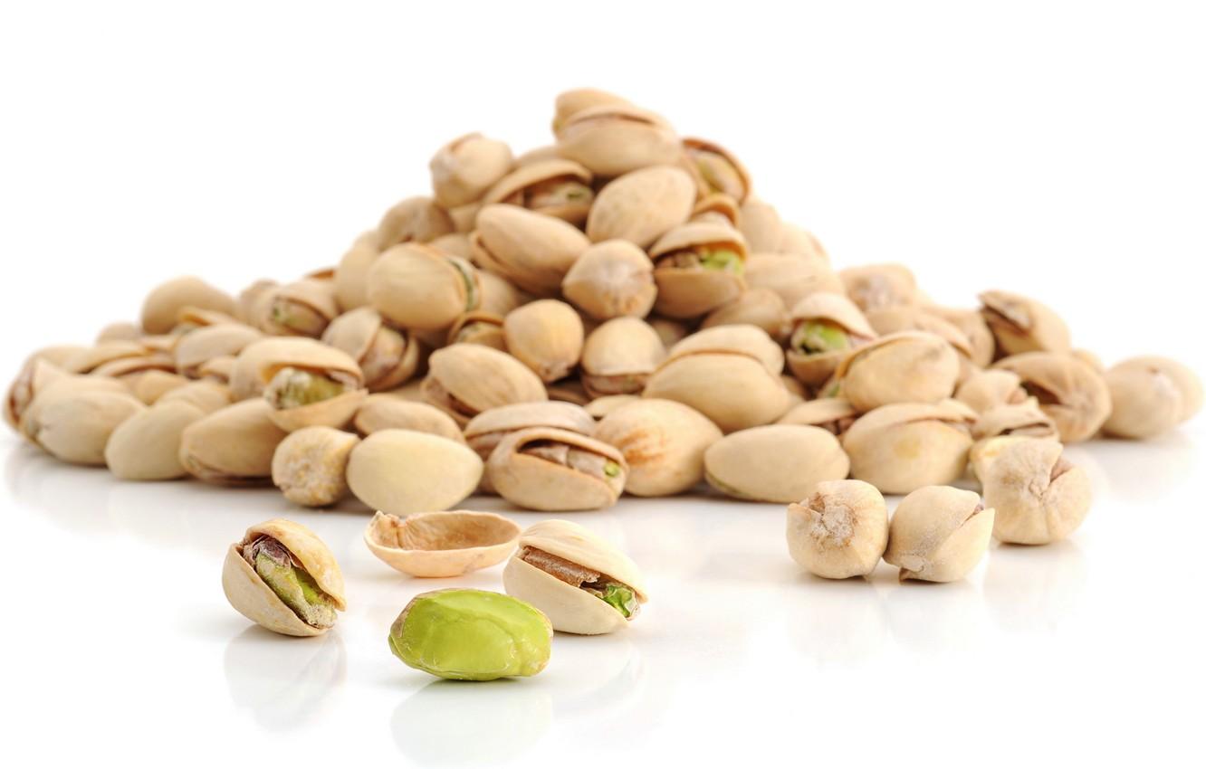 1332x850 Wallpaper white background, nuts, a lot, delicious, pistachios image for desktop, section еда