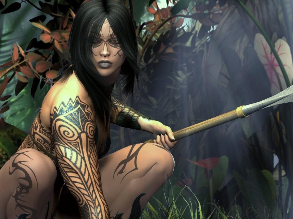 1024x768 Warrior Woman Art Artwork HD Wallpaper 231767 :