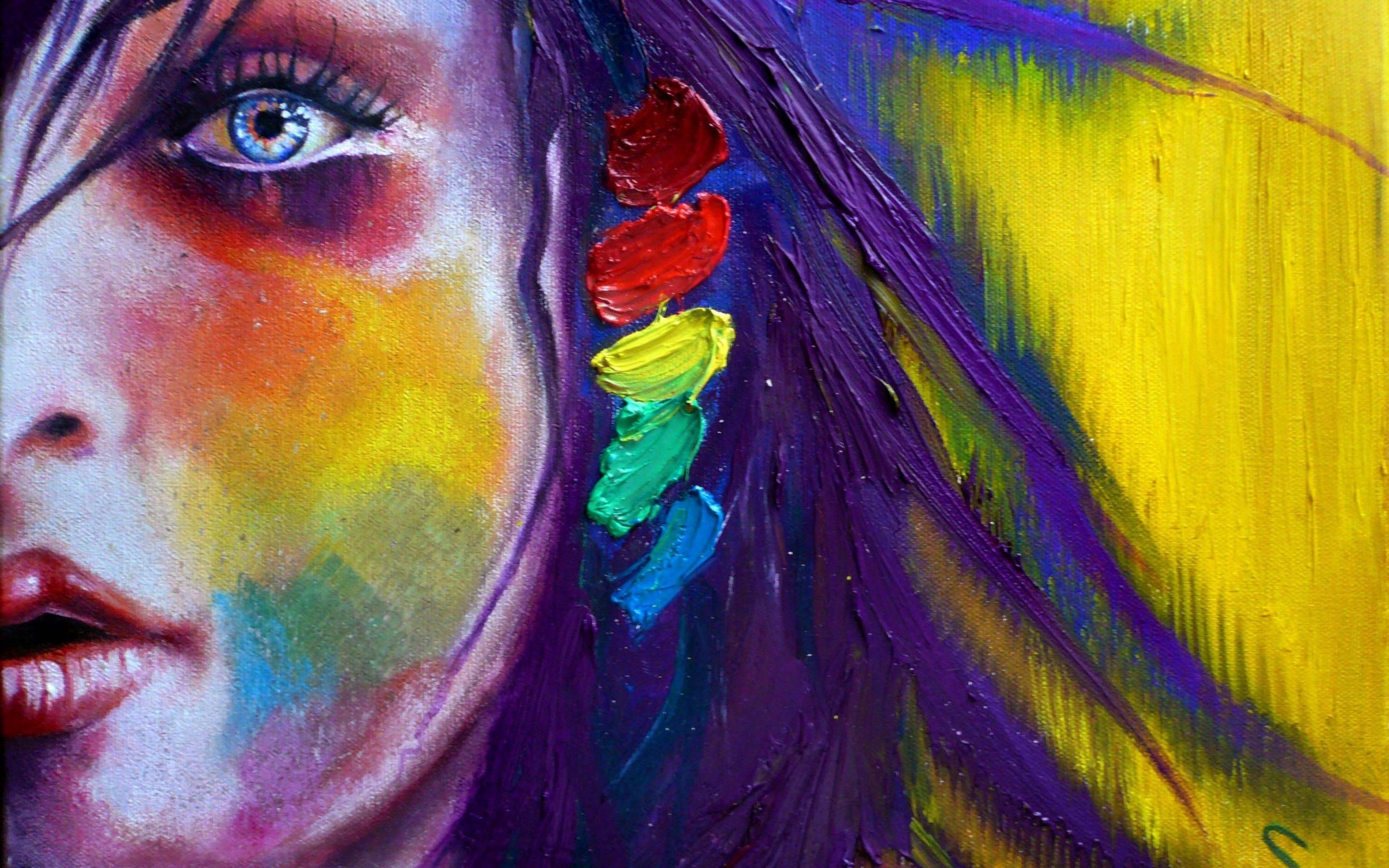 2560x1600 Art Woman Painting Wallpaper