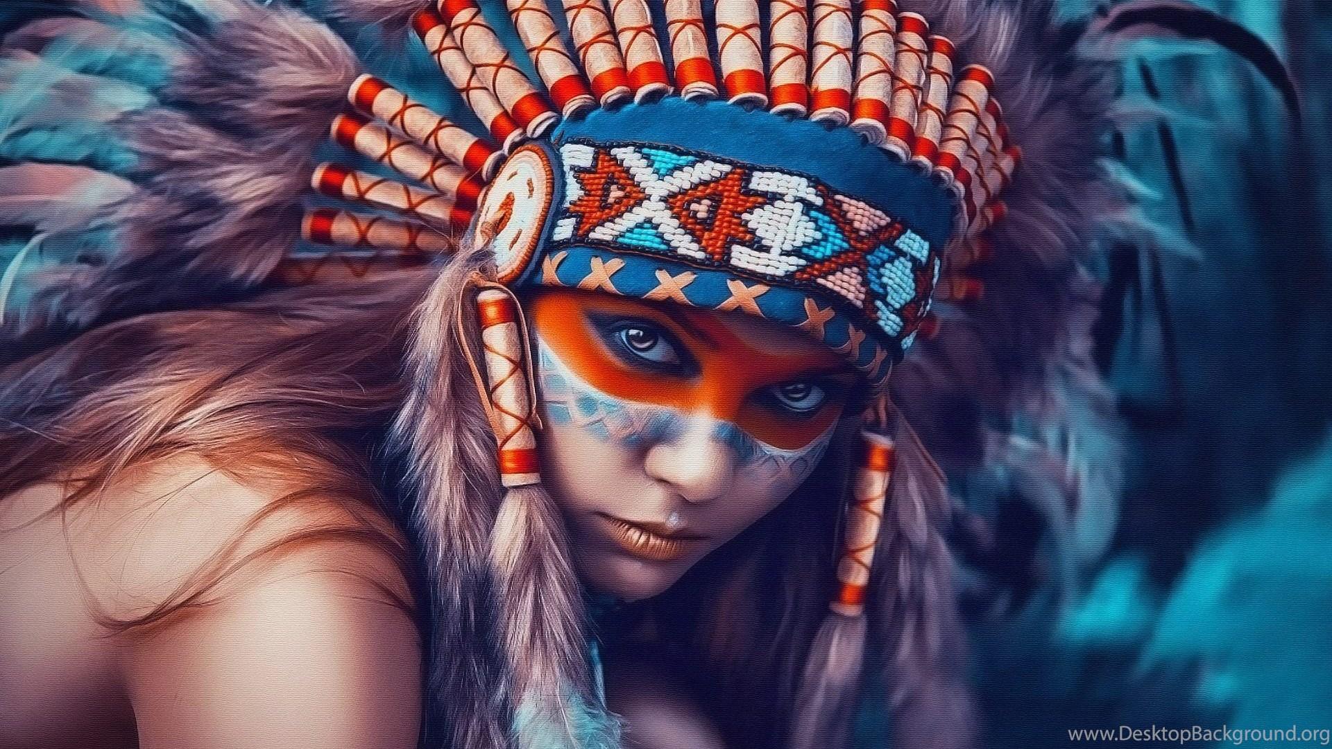 1920x1080 American Indian Art Painting Wallpaper Desktop Background