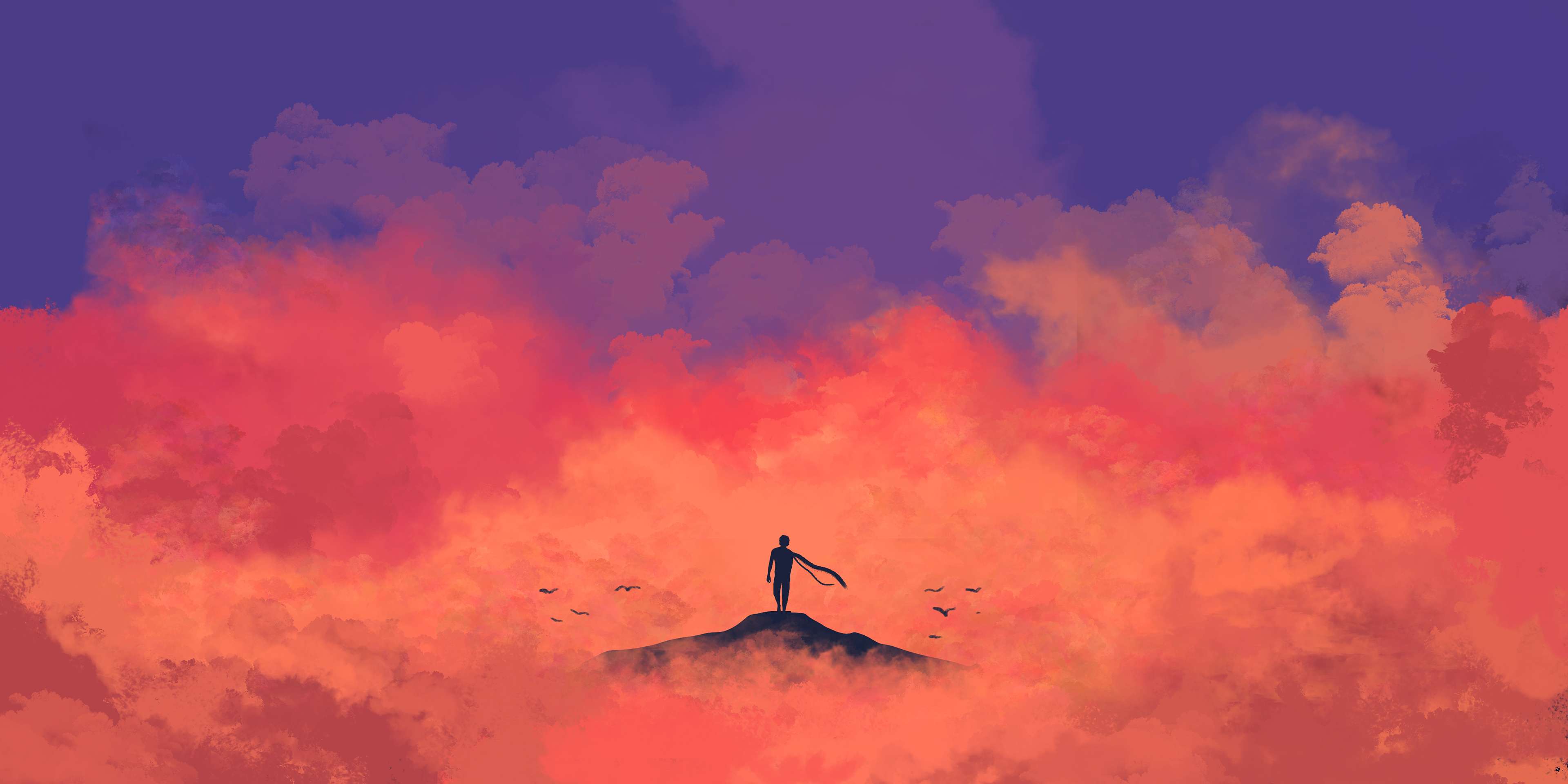 3840x1920 Minimalist Anime Wallpaper 4k