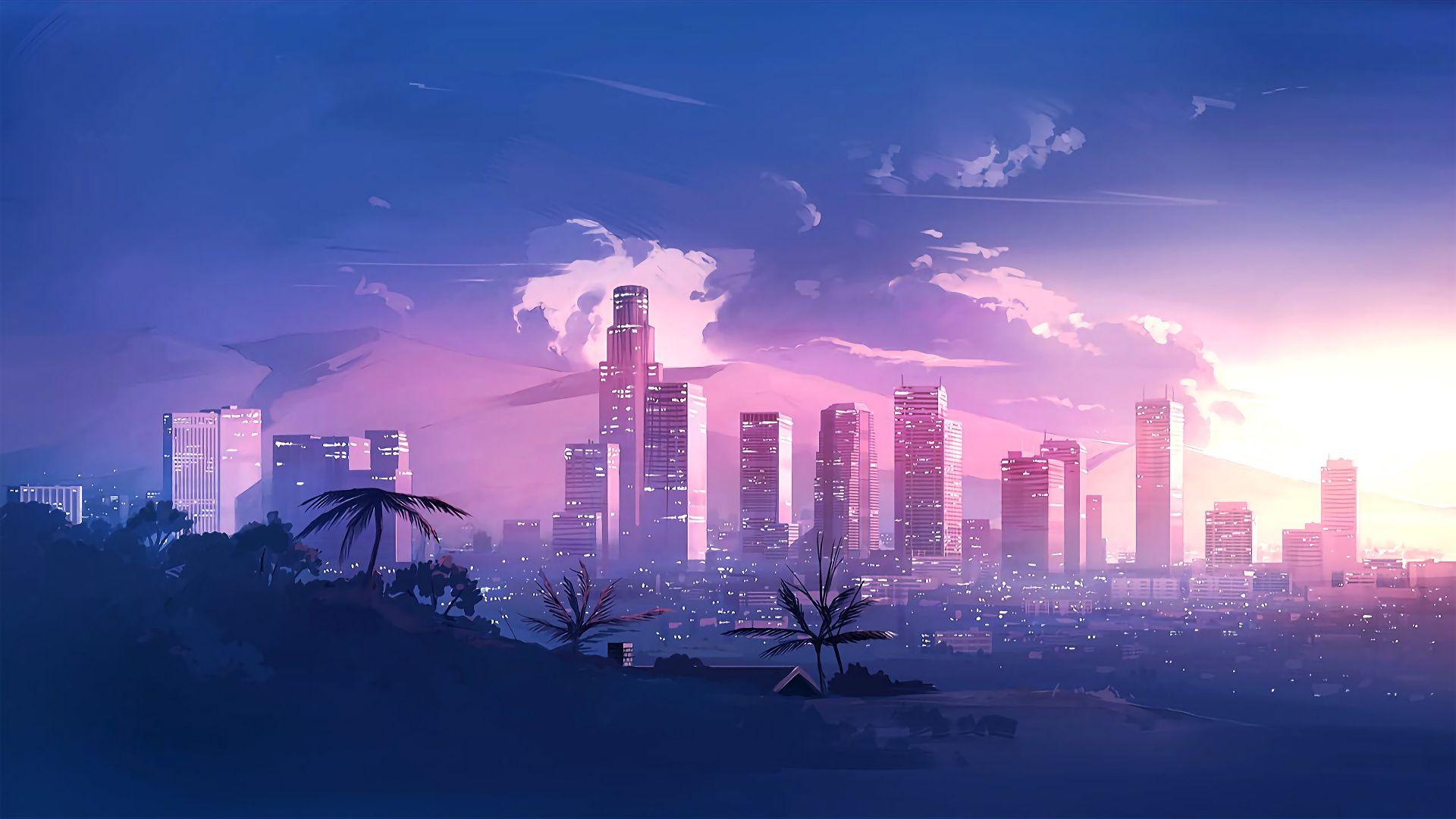 1920x1080 Desktop Wallpaper Los Angles, City, Minimalism, Art, 4k, HD Image, Picture, Background, 11fcc9