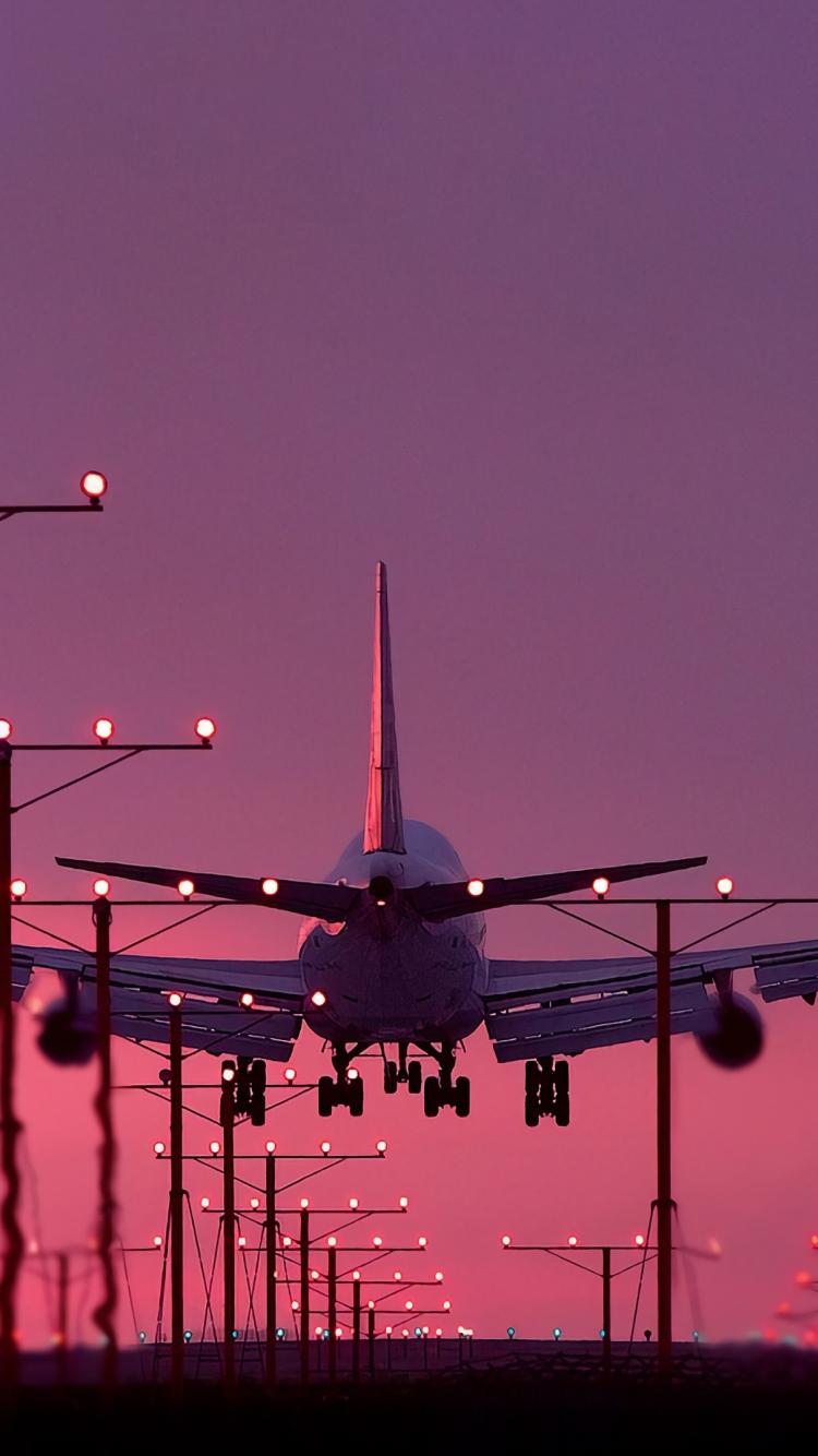 750x1334 Download 750x1334 wallpaper aircraft, landing, sunset, iphone iphone 750x1334 HD image, background, 18224